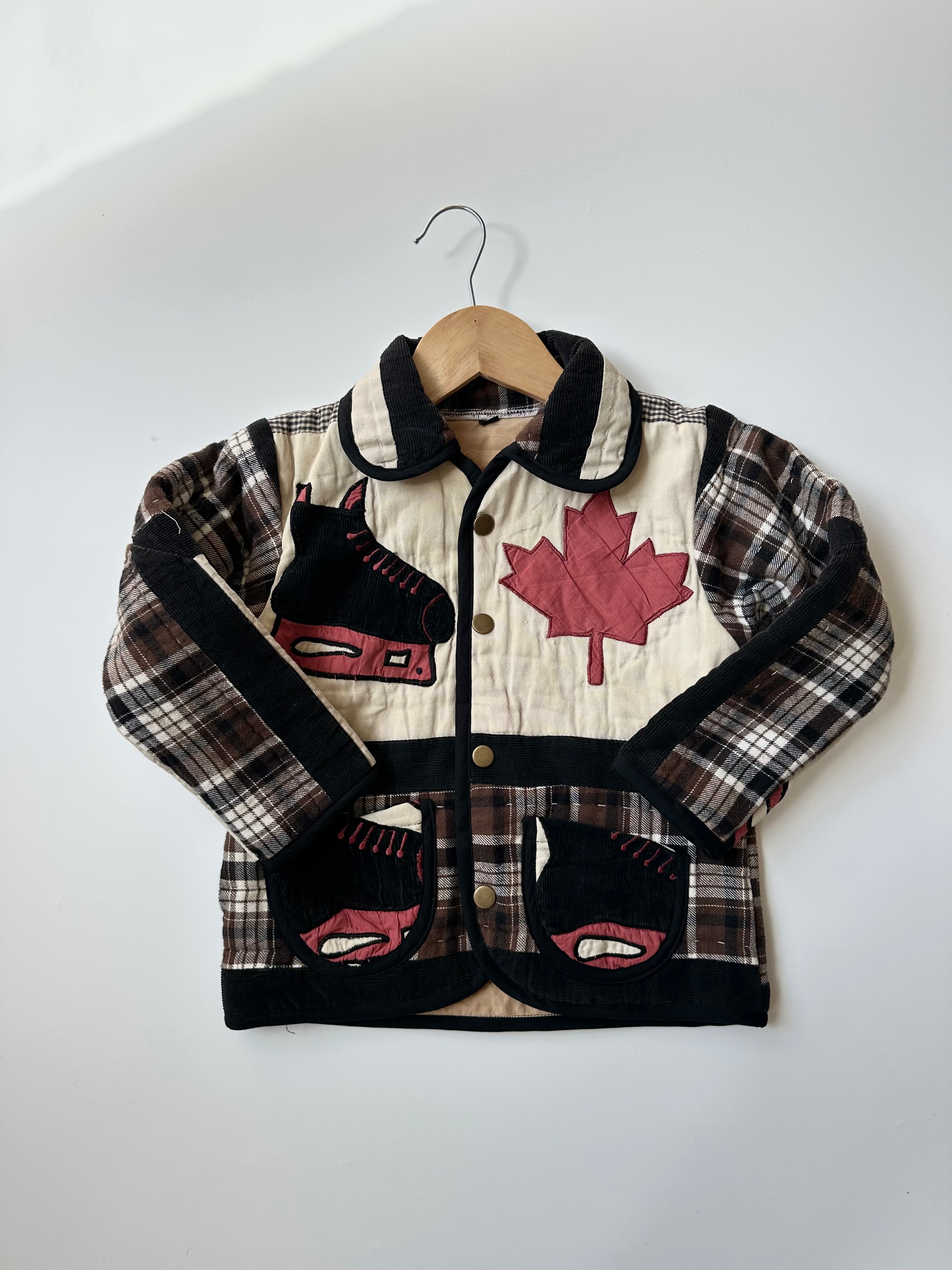 Upcycled Vintage Ice Hockey Quilt Jacket 3 Years