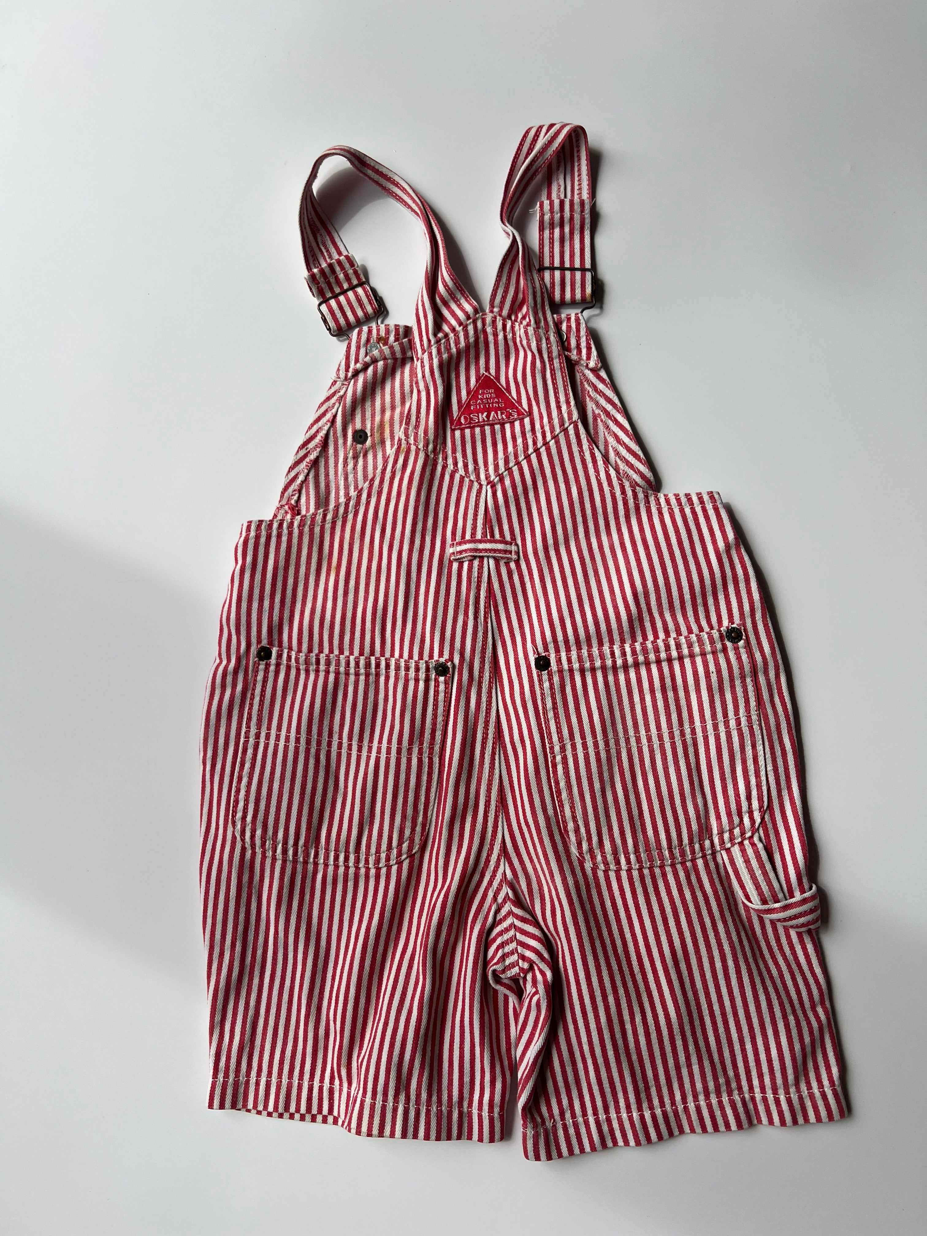 Vintage Red & White Striped Oscar’s Dungaree Shorts 4-6 years