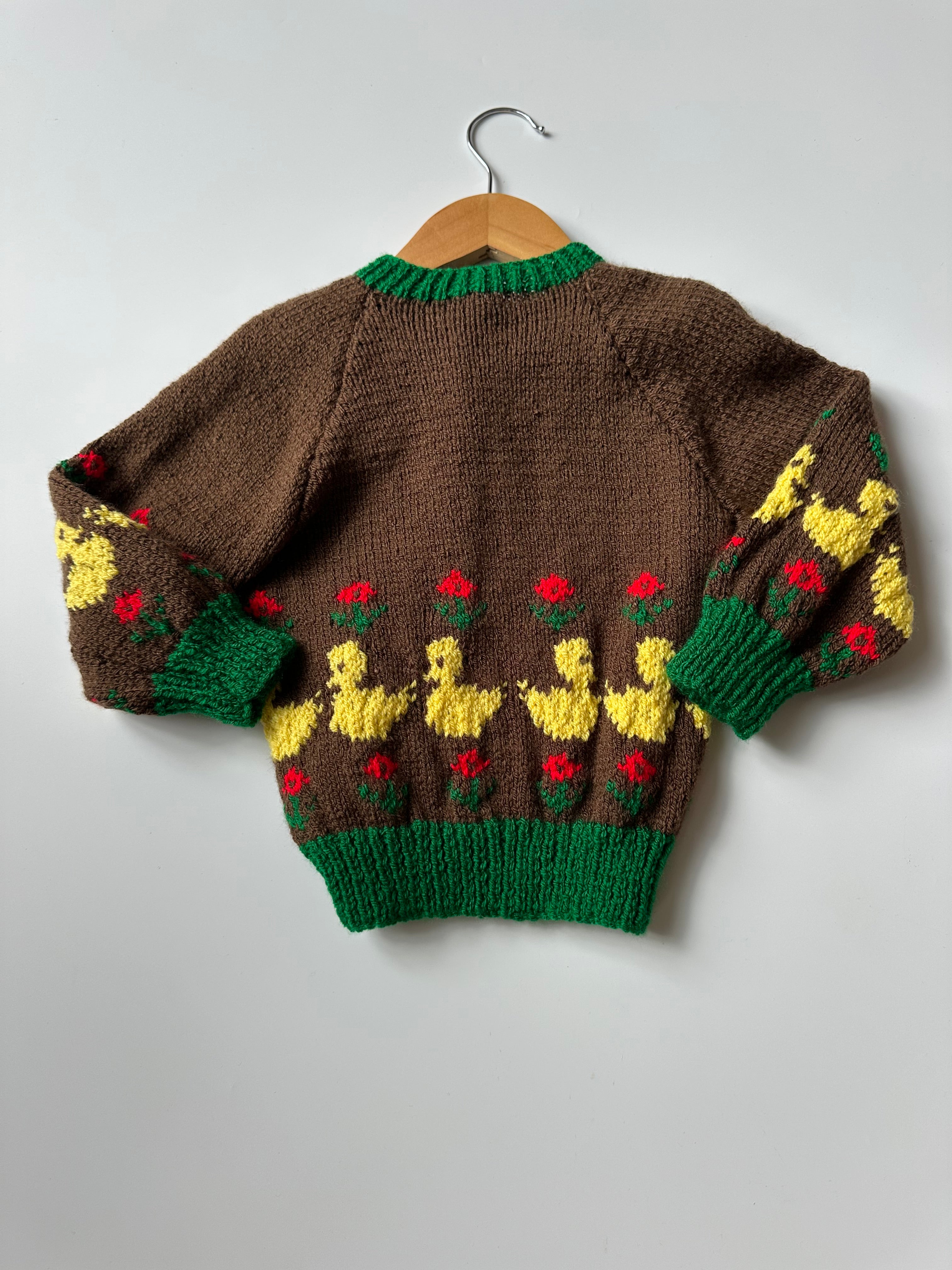 Hand-Knitted Duck Cardigan 2-3 Years (oversized from 18 Months)