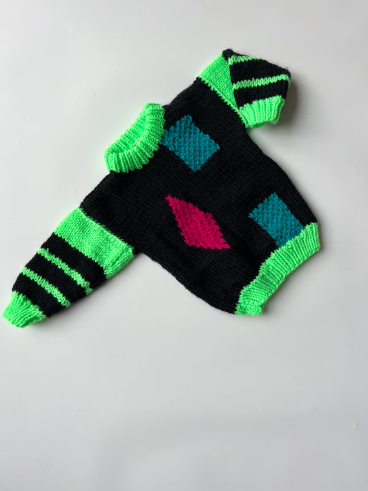 Hand Knitted Geometric Jumper 6-9 Months