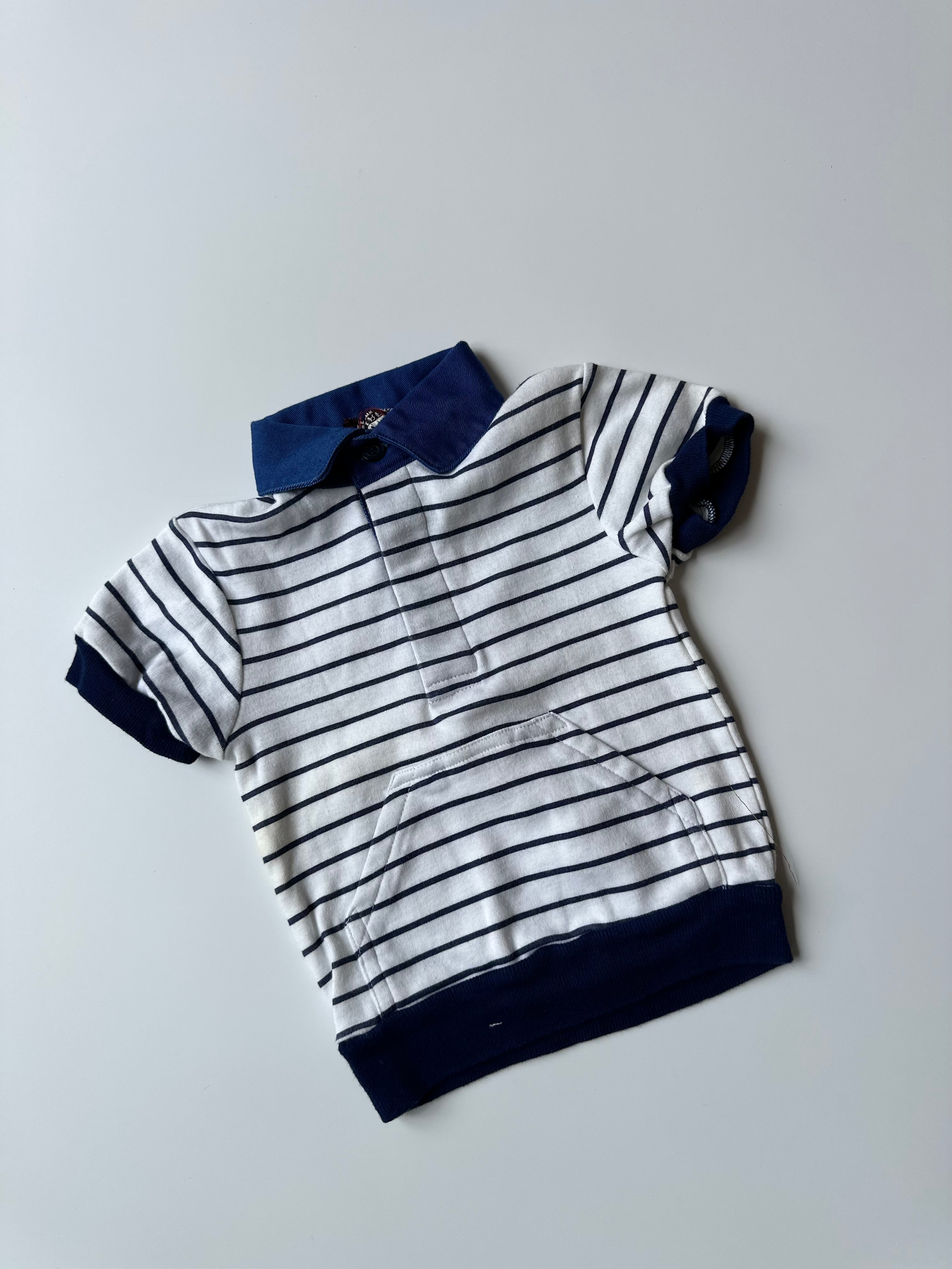 Vintage Baby Polo with Hoodie Pocket 0-3 Months