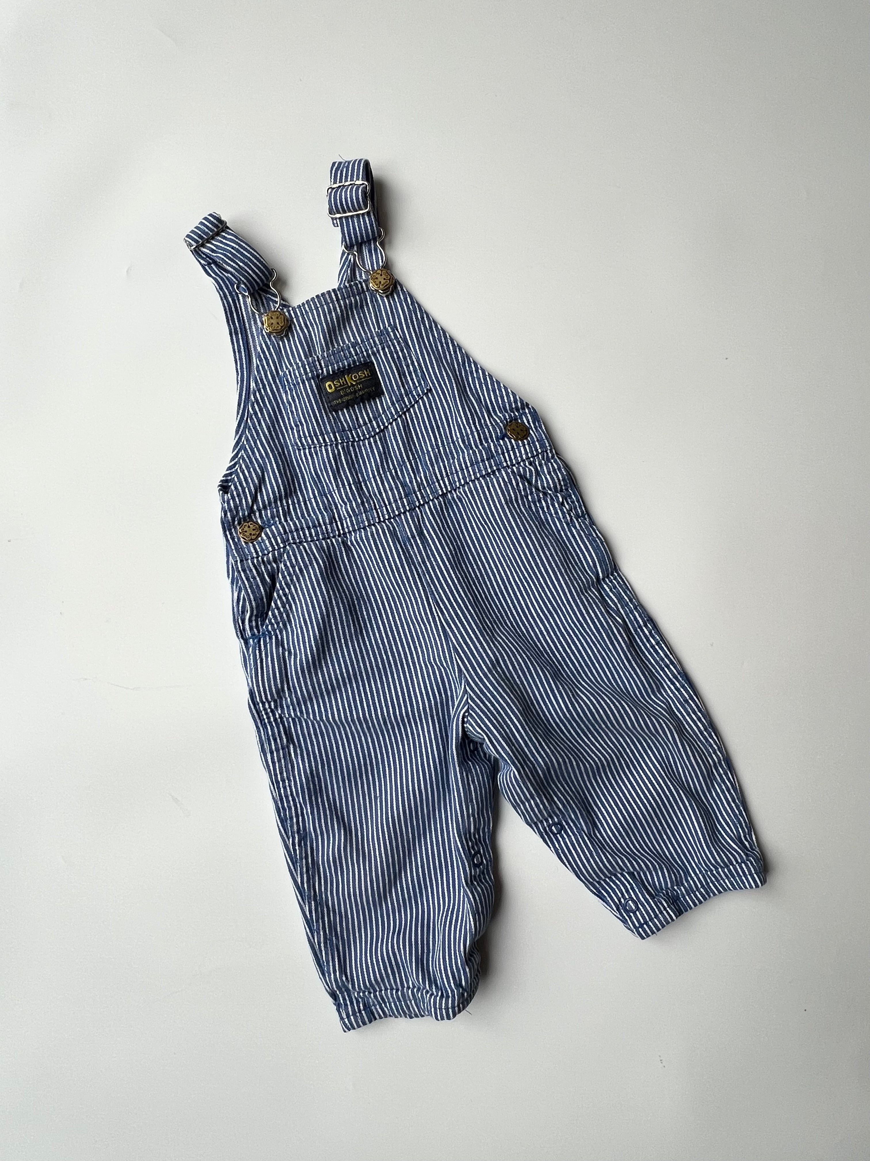 Vintage OshKosh Hickory Stripe Dungarees 12-18 Months