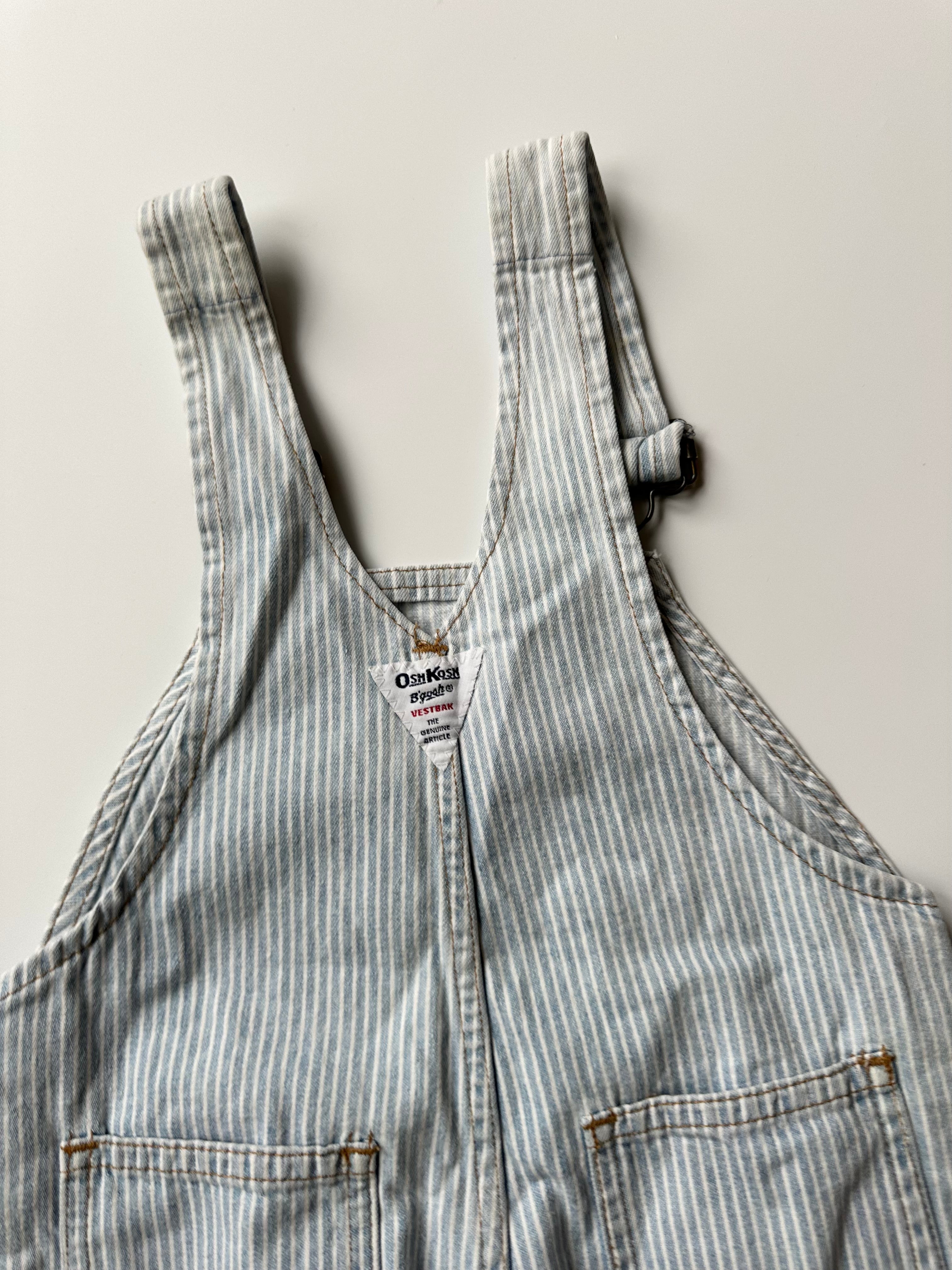 Vintage Kids OshKosh Light Blue Pinstripe Dungarees 3 Years