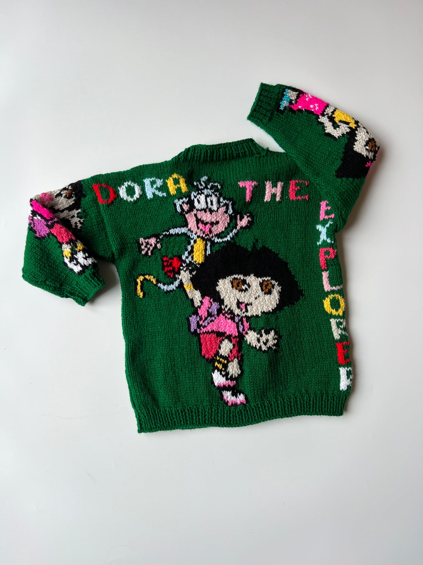 Hand Knitted Dora The Explorer Jumper 3-5 Years