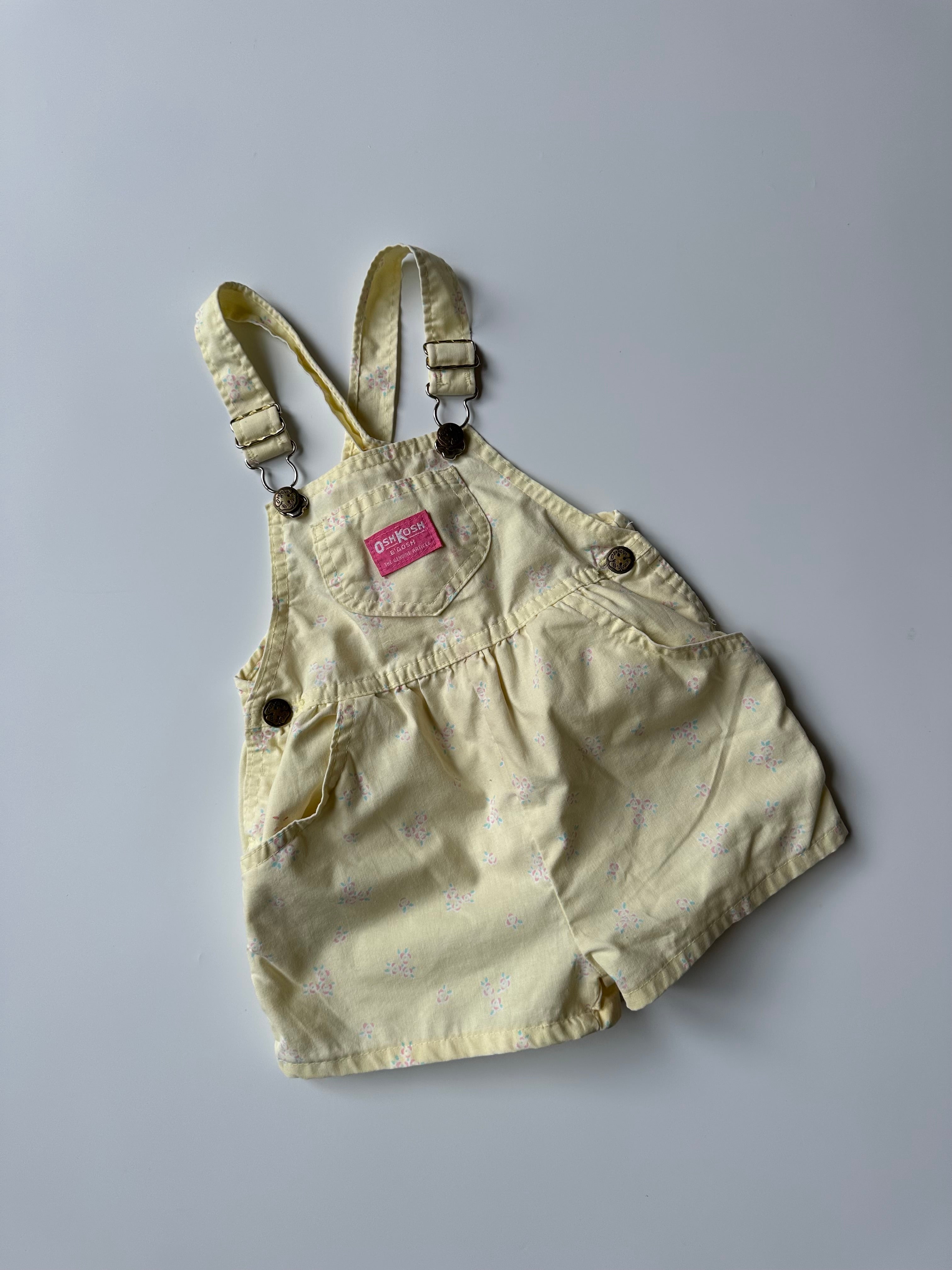 Vintage Kids OshKosh Butter Yellow Floral Dungaree Shorts 💛 4 Years