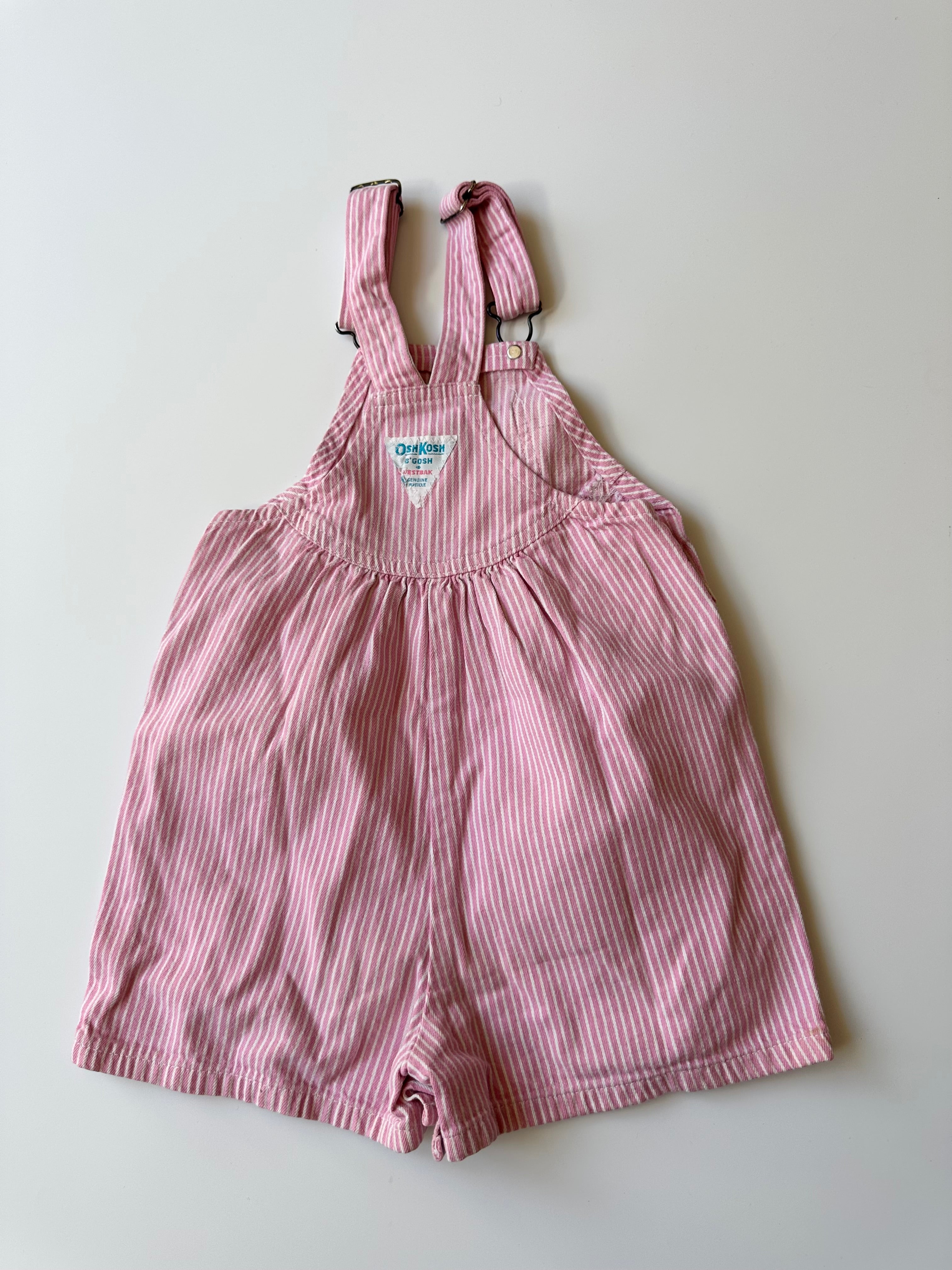 Vintage OshKosh Pink Stripe Dungaree Shorts 3-4 Years