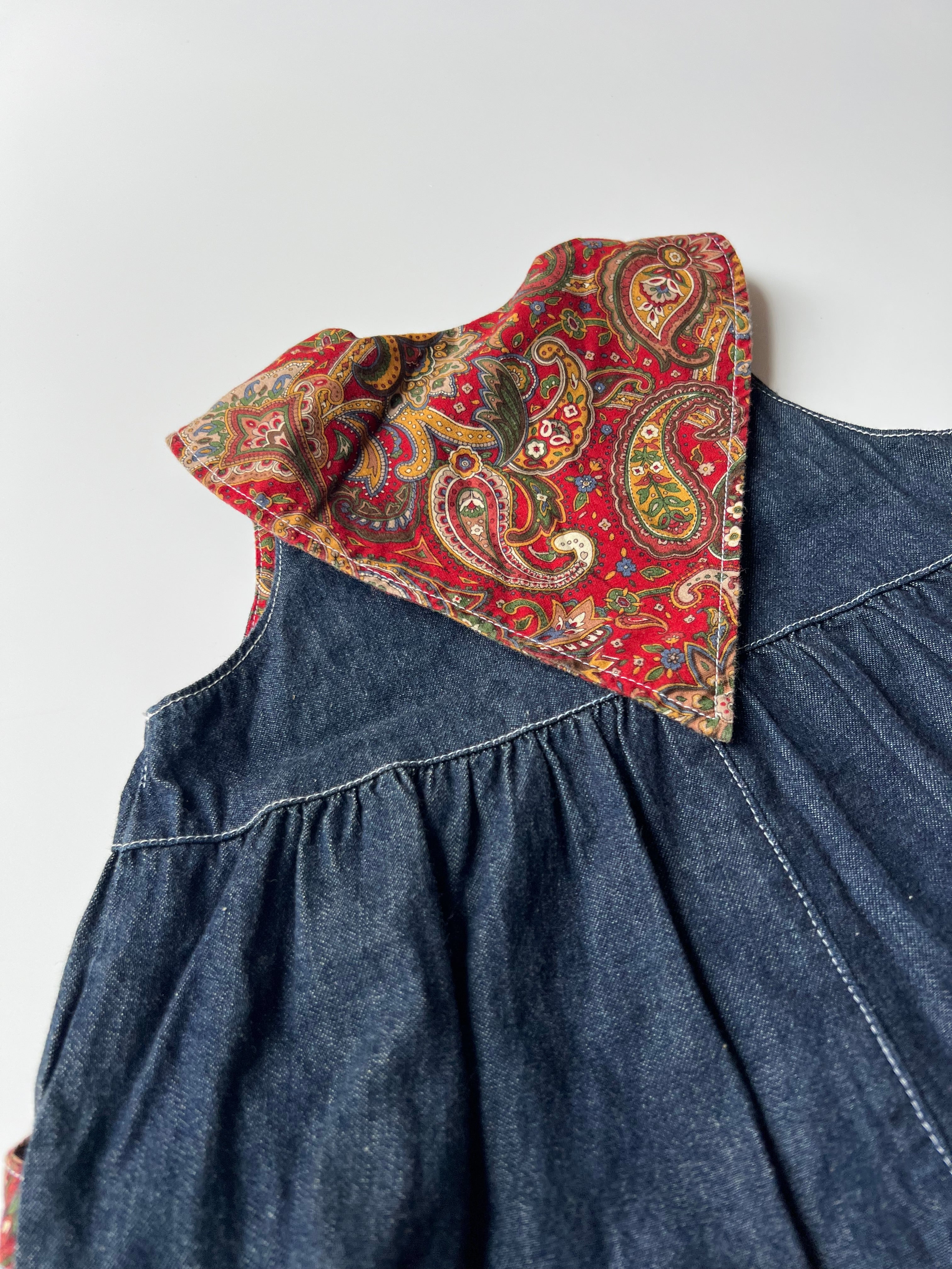 Vintage Denim Romper with Paisley Detail 18-24 Months