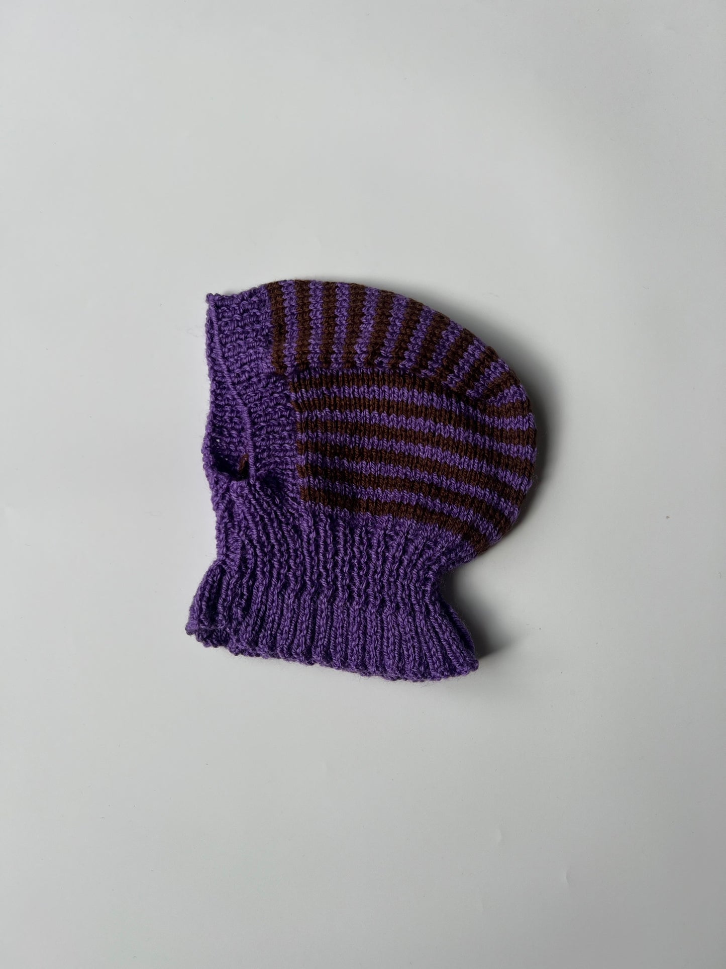 Hand Knitted Purple & Brown Balaclava 1-2 Years