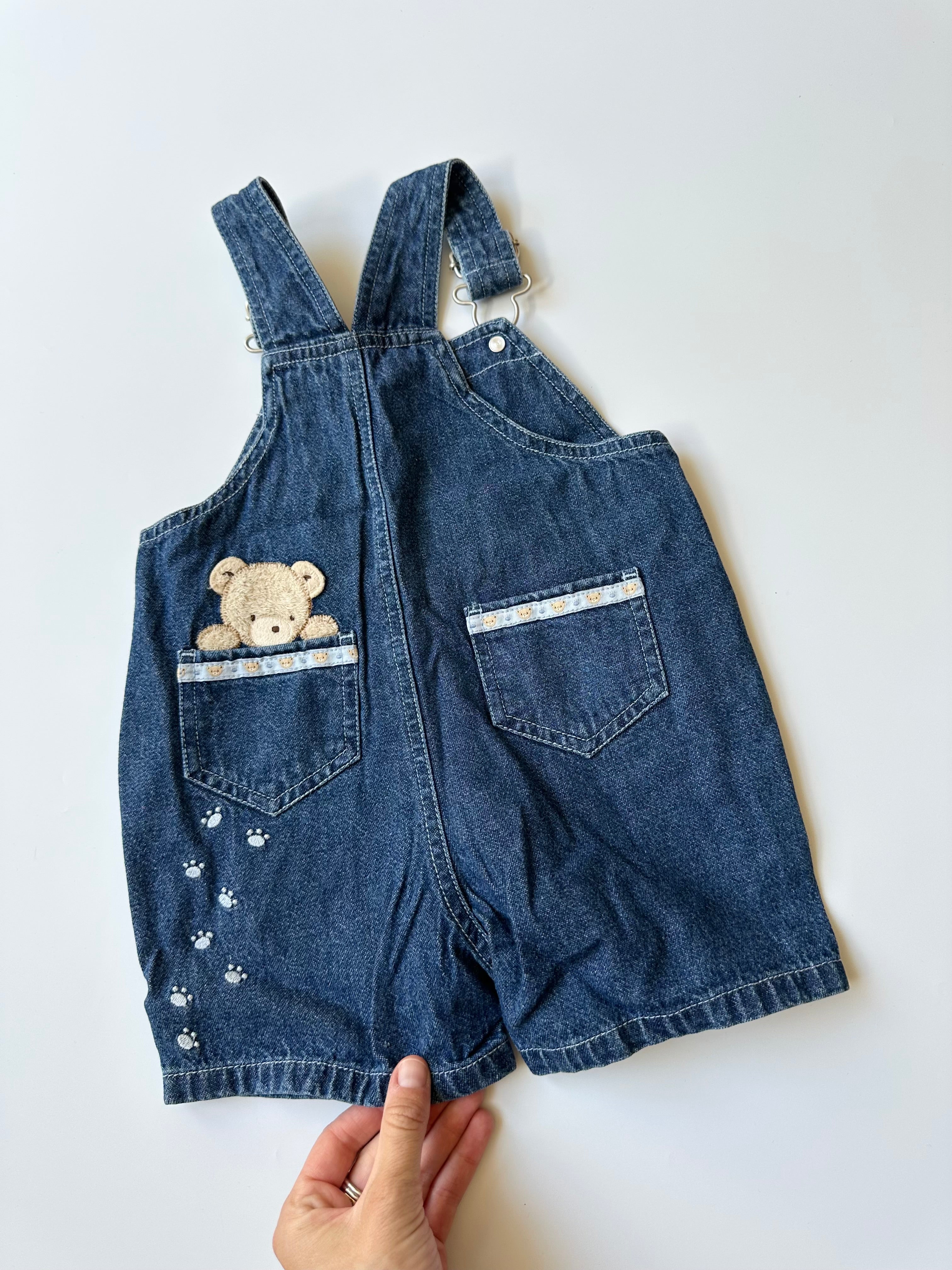 Vintage Carter's Denim Teddybear Shortalls 9-12 Months