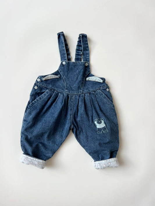 Vintage Kids Lined Denim Dungarees 3-6 months