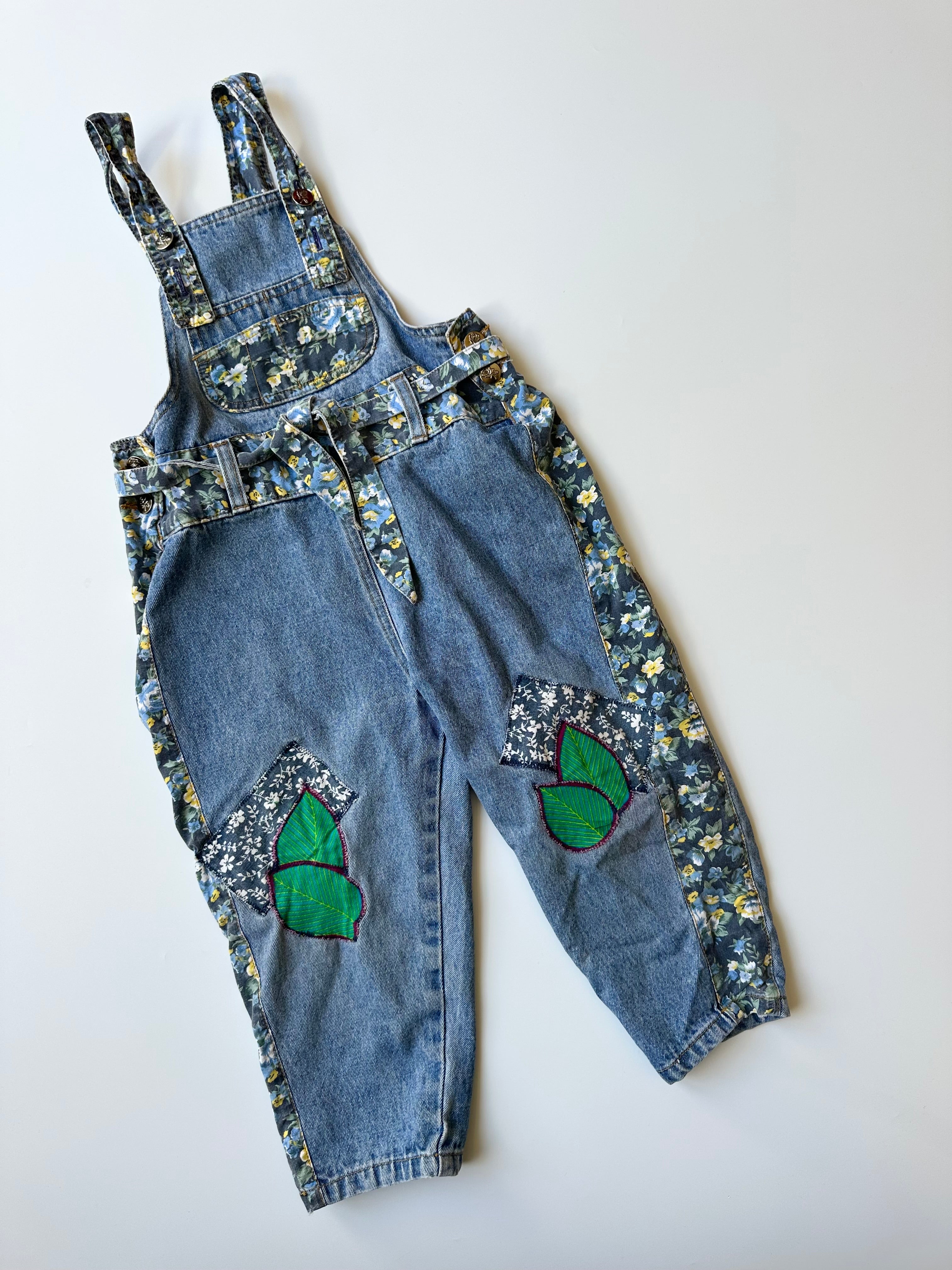 Vintage Denim Patchwork Dungarees 3-4 Years