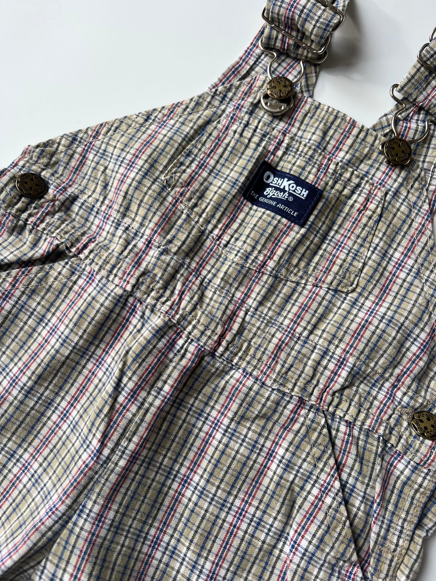 Oshkosh Shorteralls in Olive Green Check 1-2 years