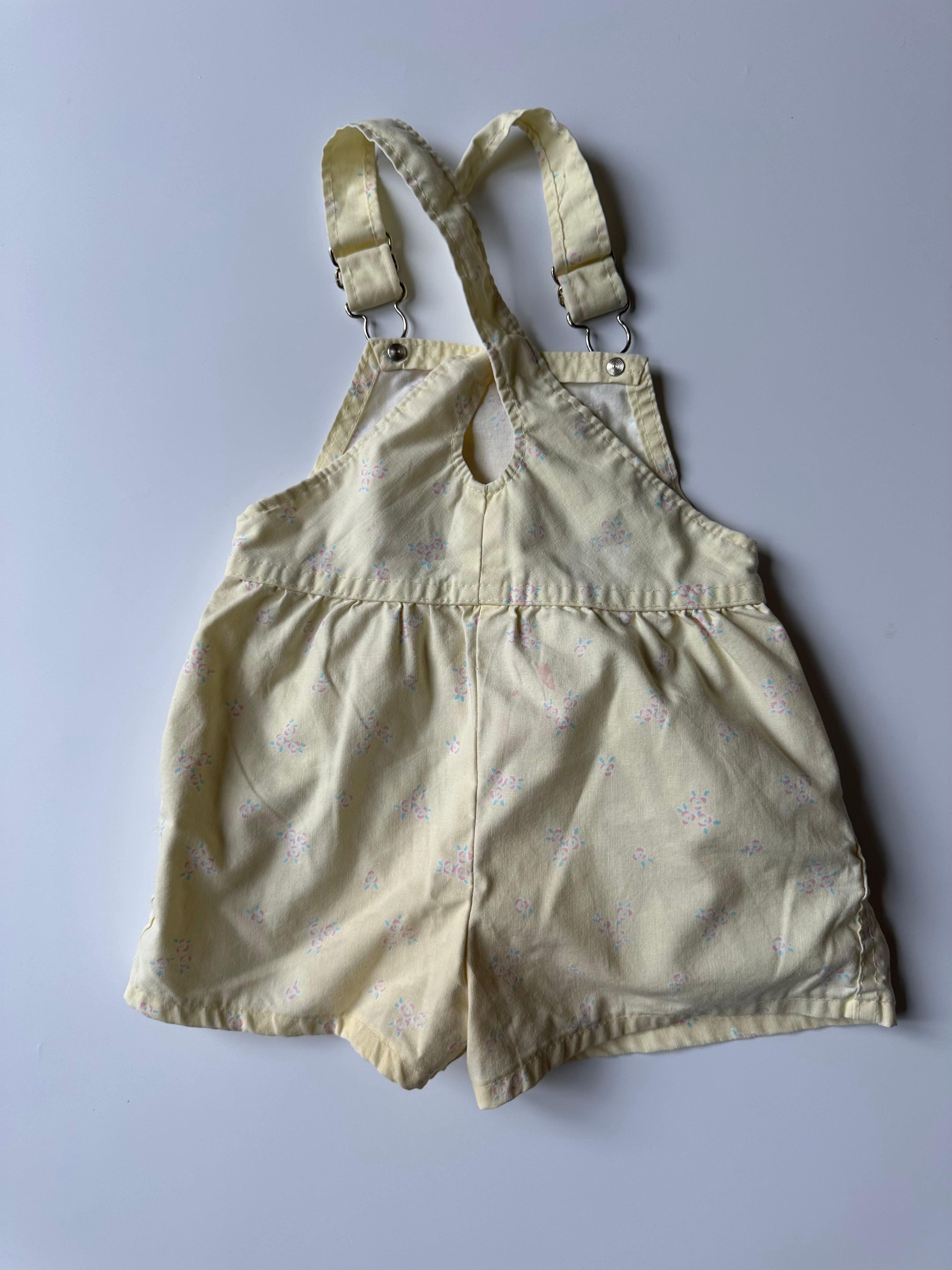 Vintage Kids OshKosh Butter Yellow Floral Dungaree Shorts 💛 4 Years