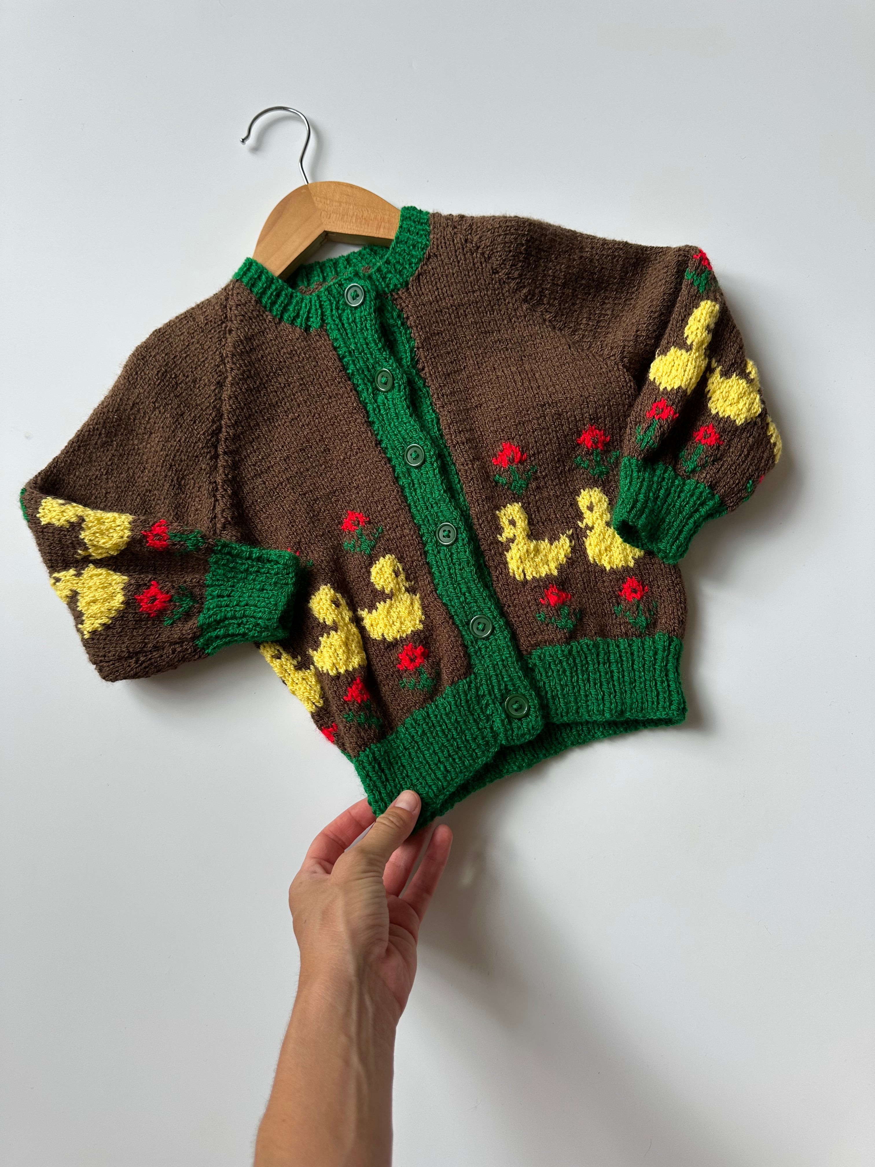 Hand-Knitted Duck Cardigan 2-3 Years (oversized from 18 Months)