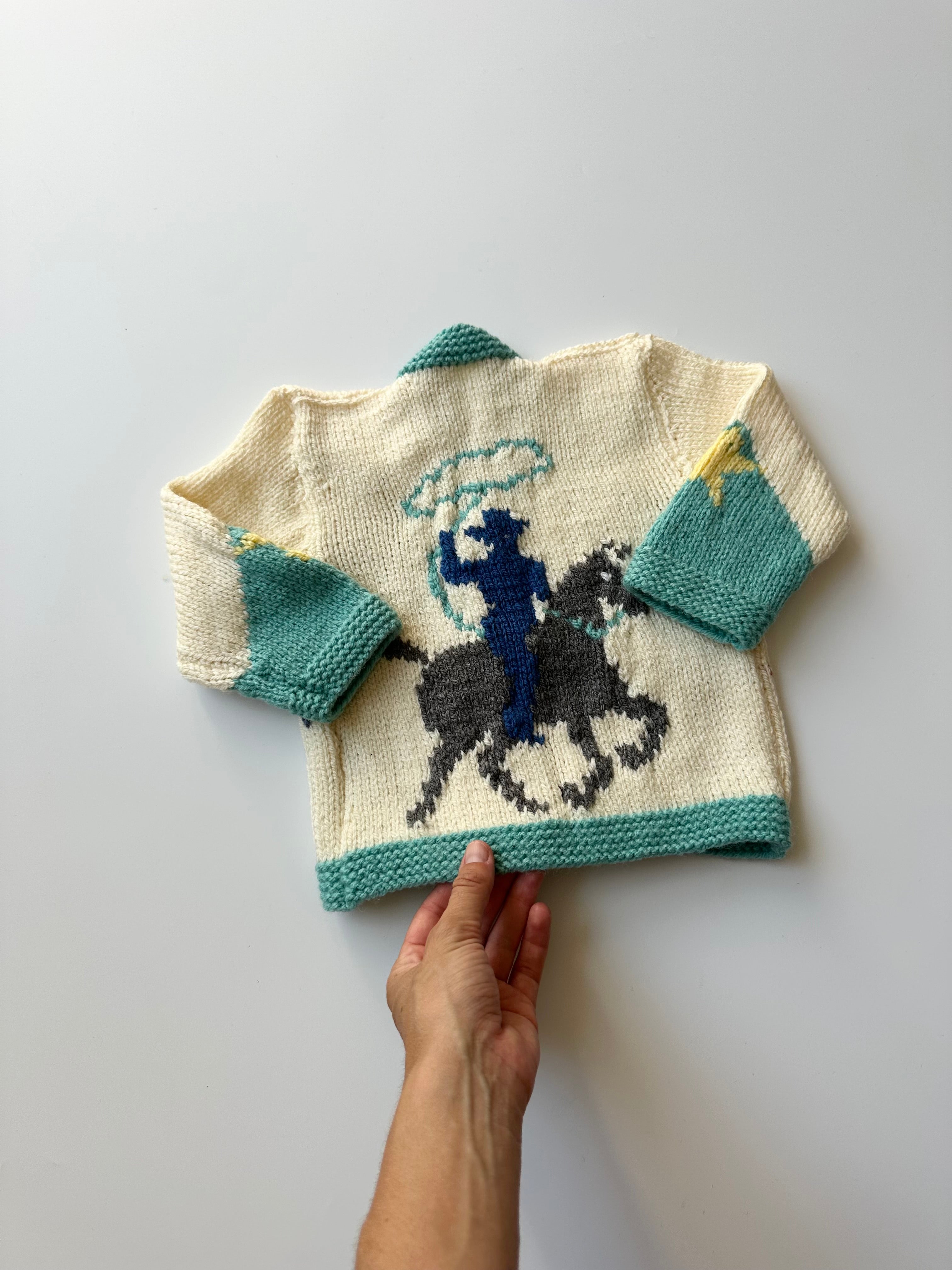 Hand-Knitted Cowboy Cardigan 6-12 Months