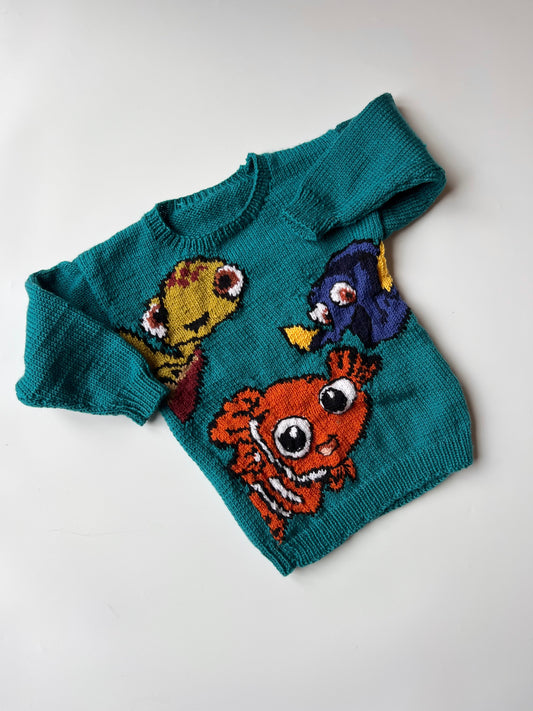 Hand Knitted Finding Nemo Jumper 4-5 Years