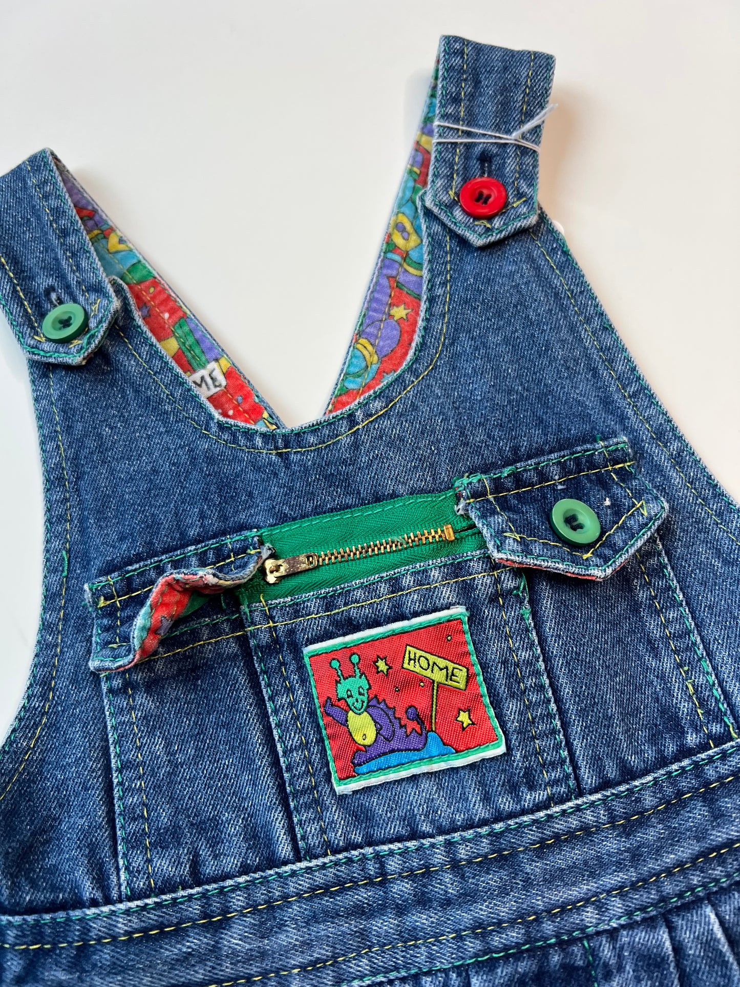 Vintage Denim Alien Design Dungarees 5 Years