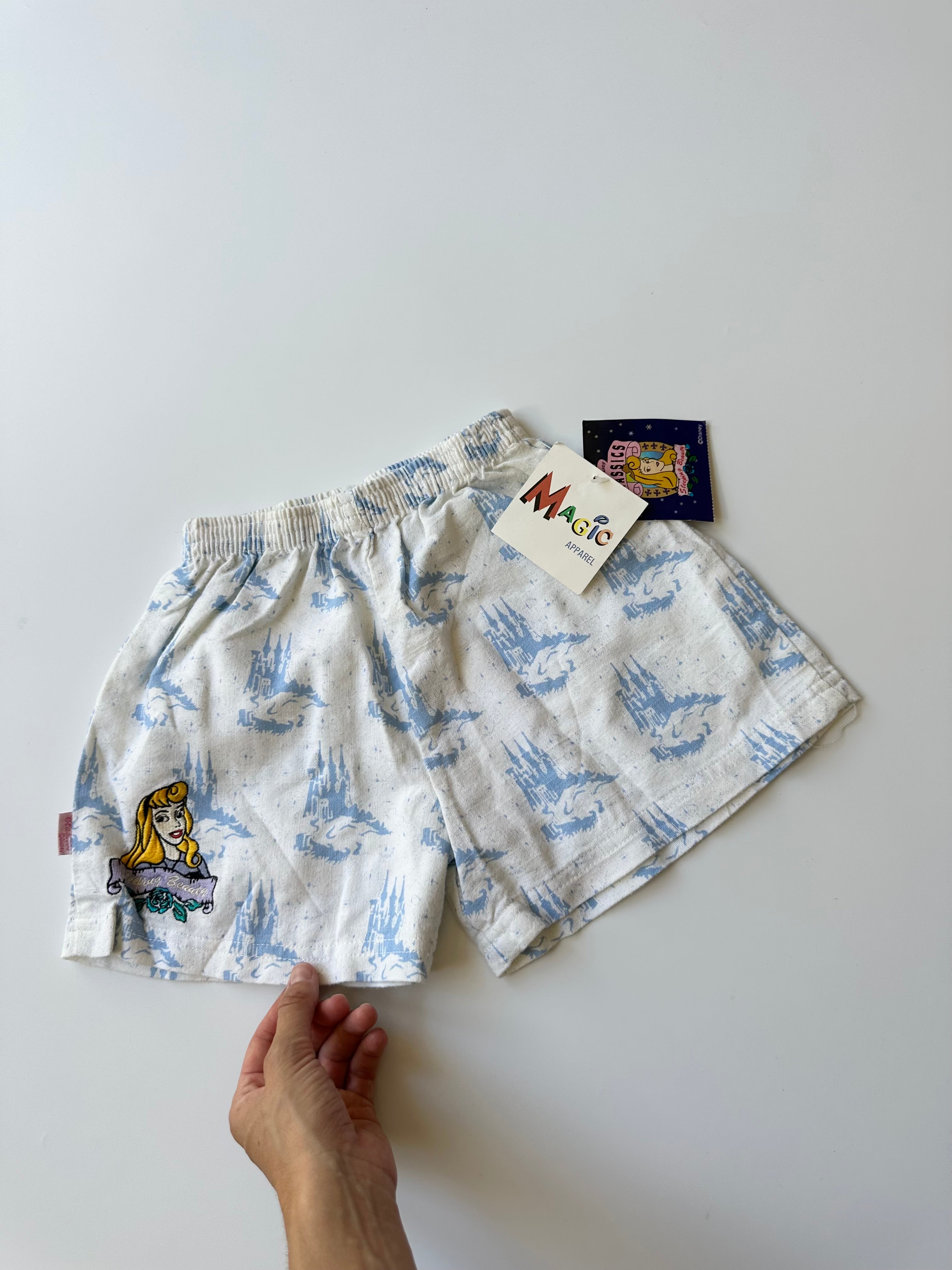 Vintage Disney Merch ❤️ Sleeping Beauty Shorts with Magic Castle Print 4 Years