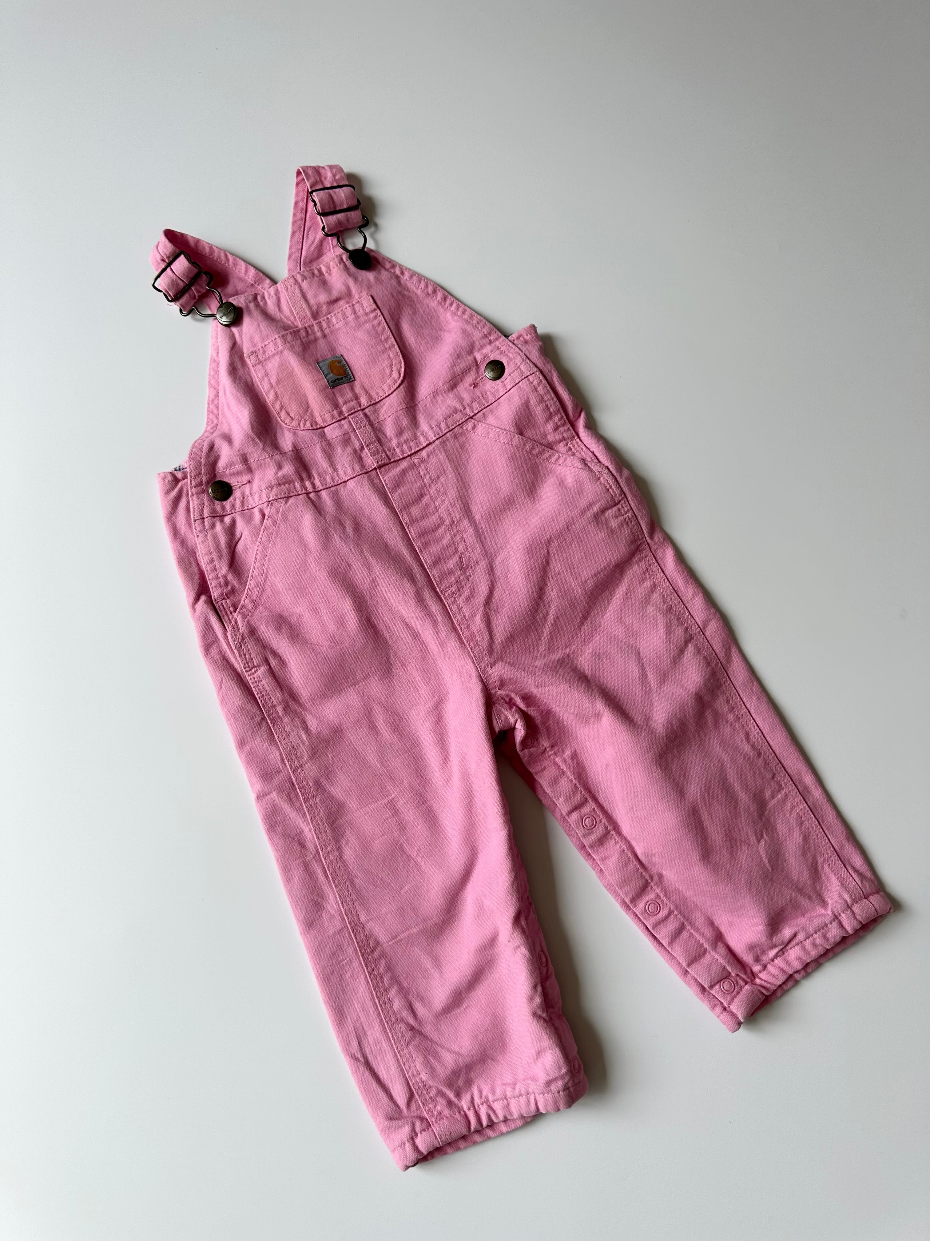 Carhartt Pink Dungarees with Plaid Inner Lining 💞 18 Months