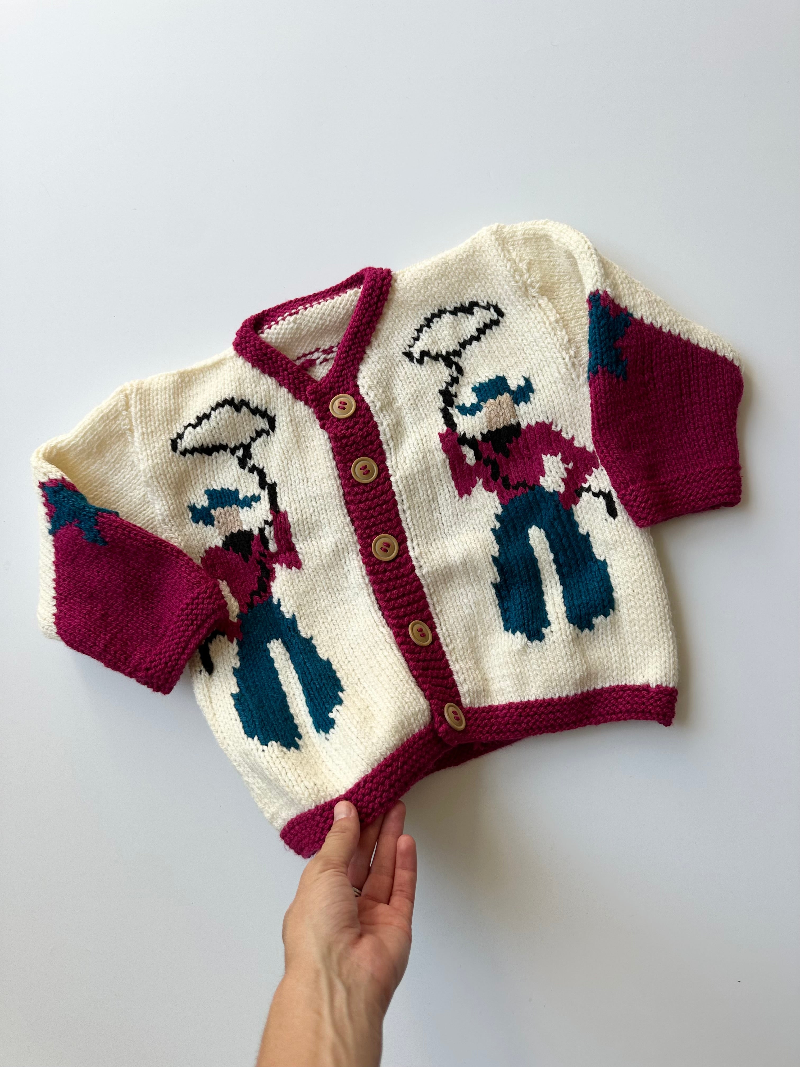 Hand-Knitted Cowboy/girl Cardigan 4-6 Years