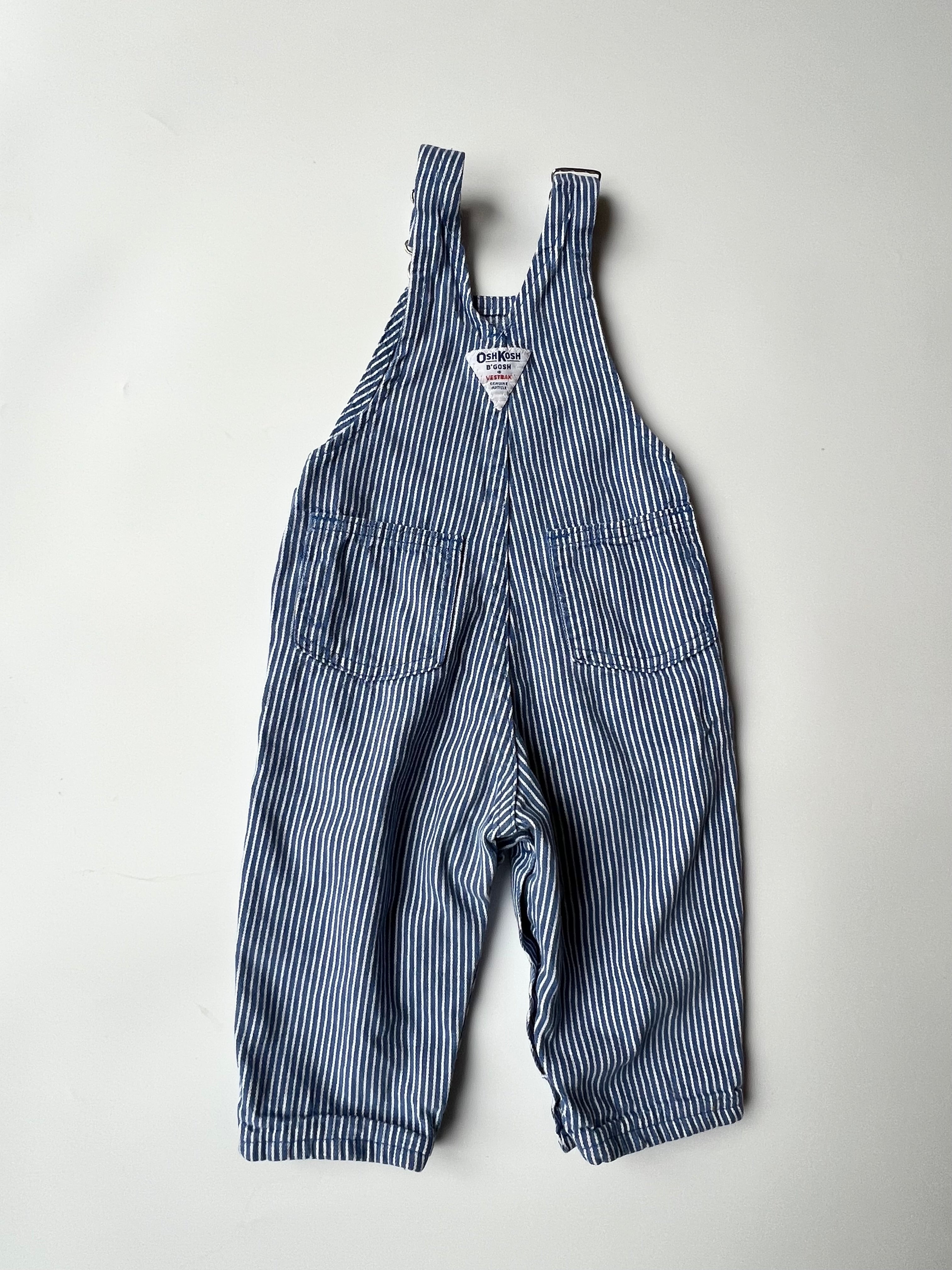 Vintage OshKosh Hickory Stripe Dungarees 12-18 Months