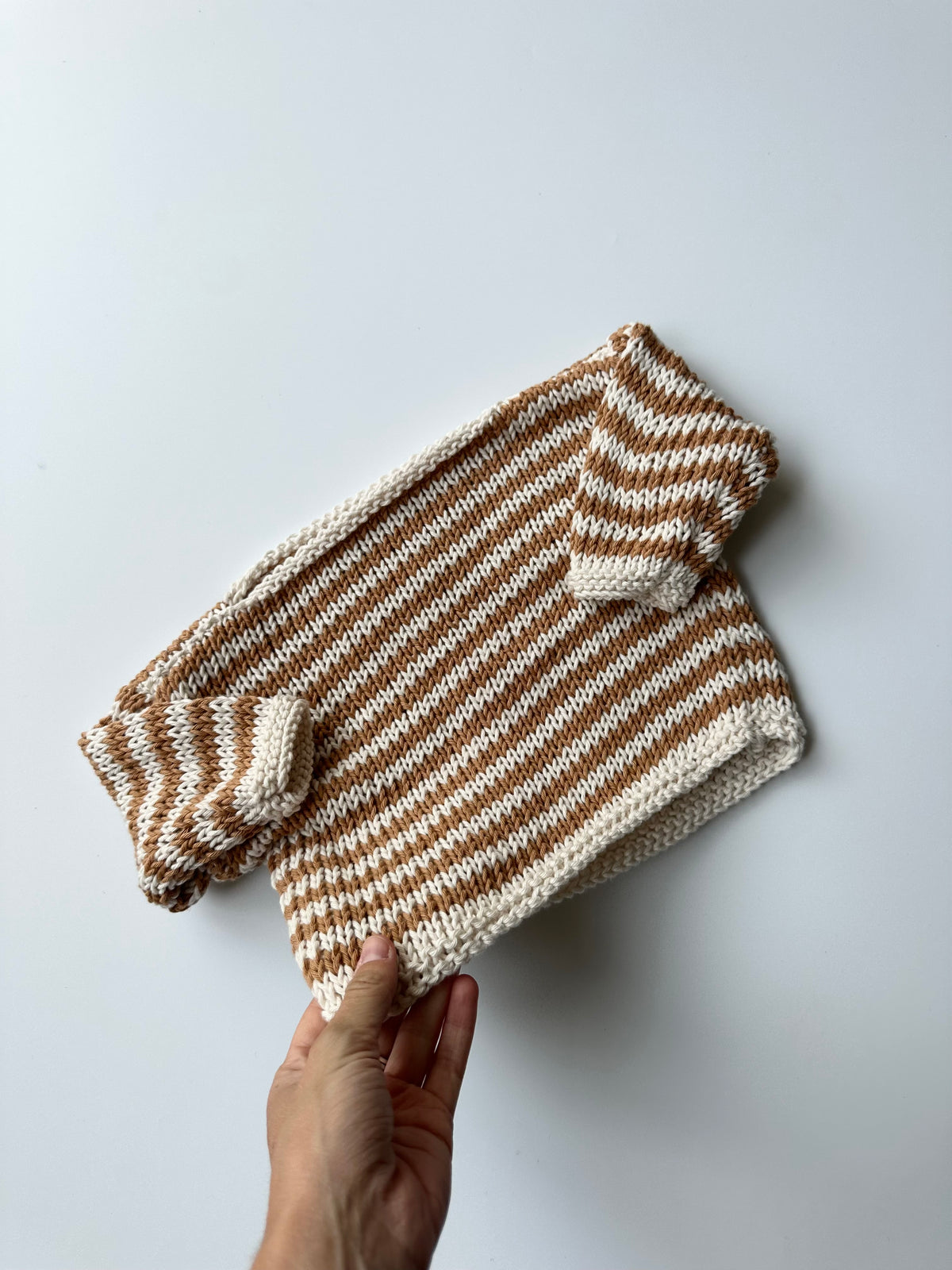 Hand-knit Orange Striped Jumper 9-12 Months