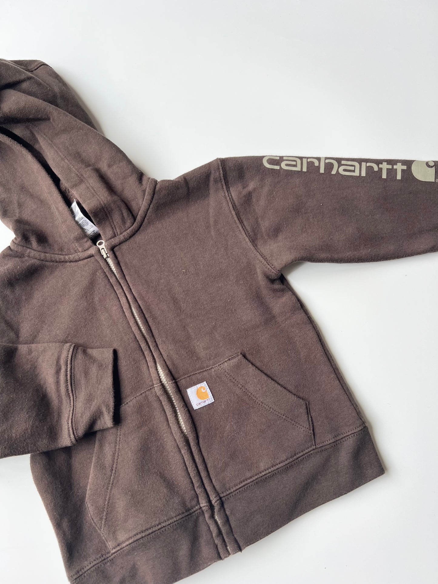 Carhartt Brown Hooded Zip Sweatshirt 3-4 Years