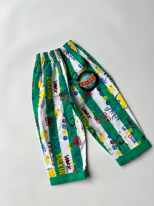 Vintage Kids Chambo Green Striped Trousers 3-4 Years