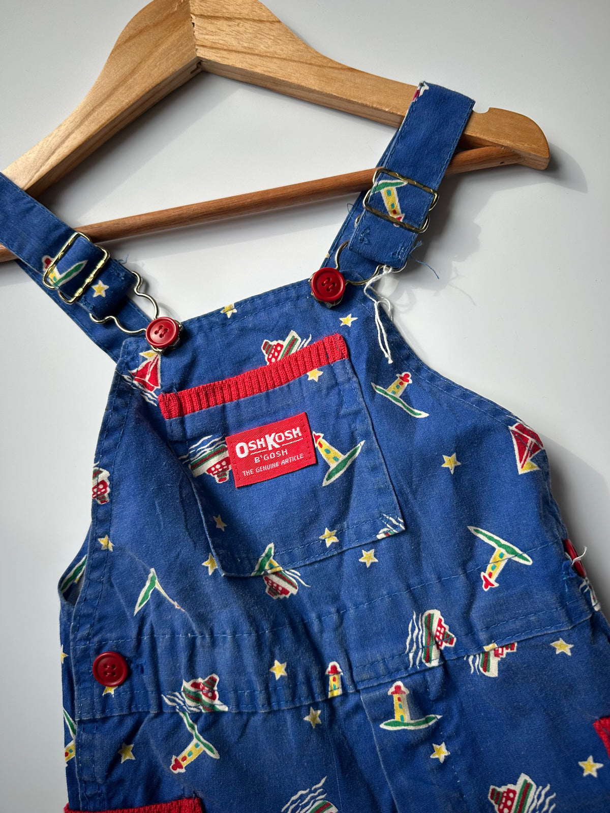 Vintage OshKosh Lighthouse Print Shorteralls 2-3 Years