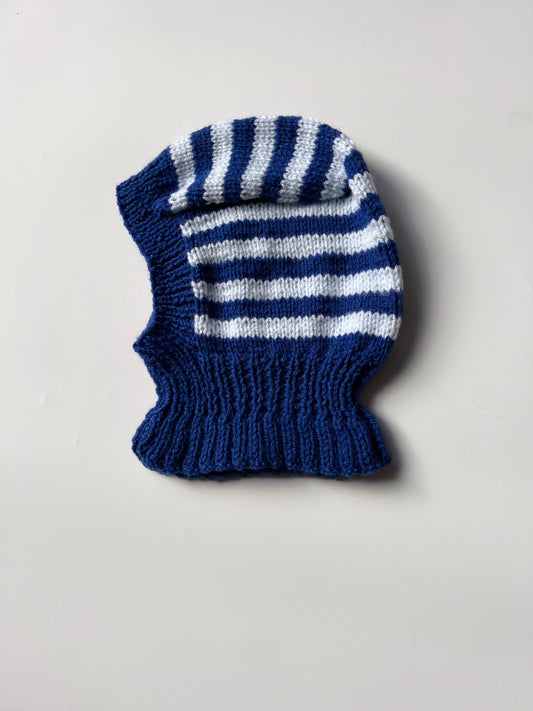 Hand Knitted Blue Striped Balaclava 2-3 Years