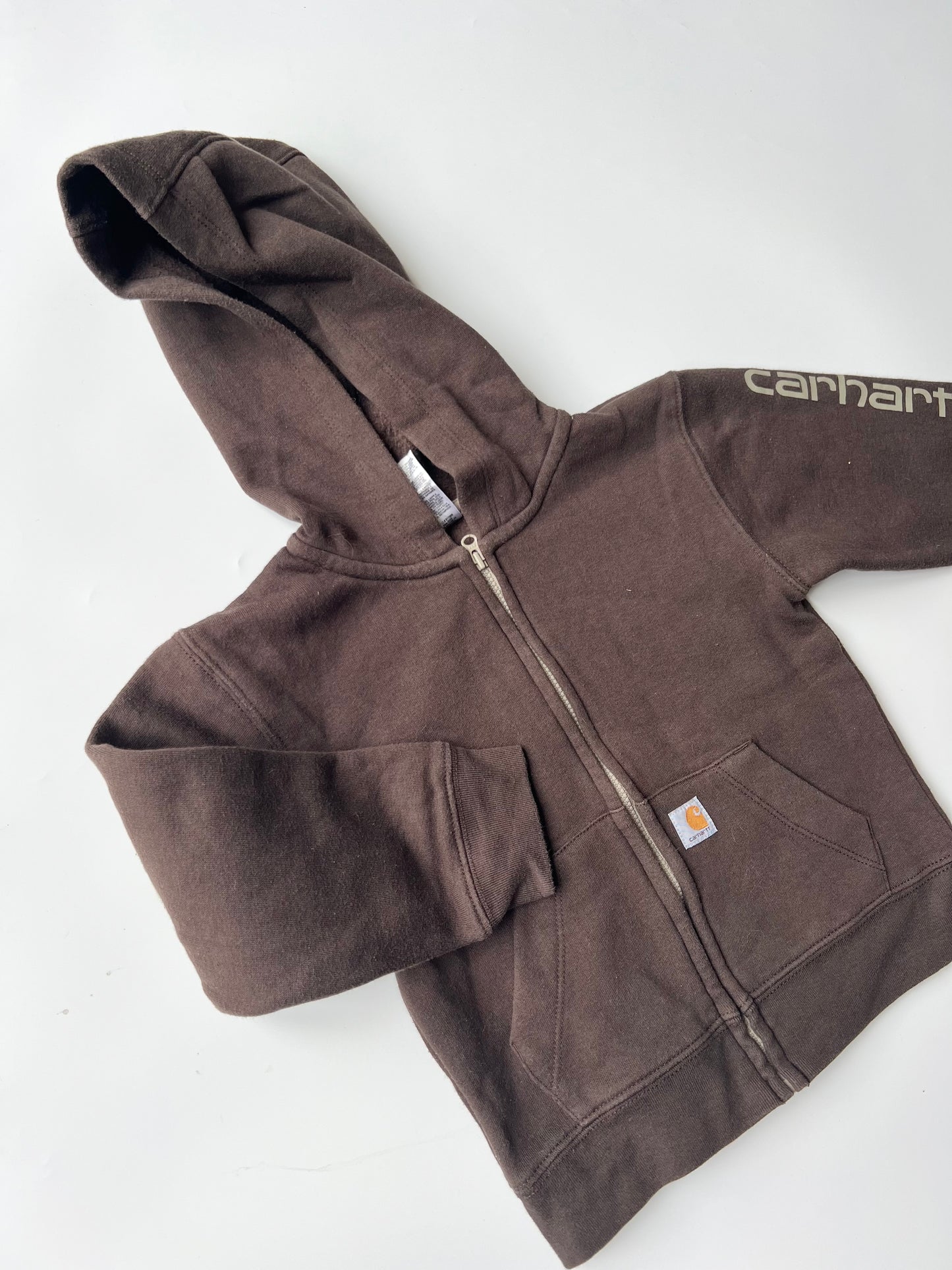 Carhartt Brown Hooded Zip Sweatshirt 3-4 Years
