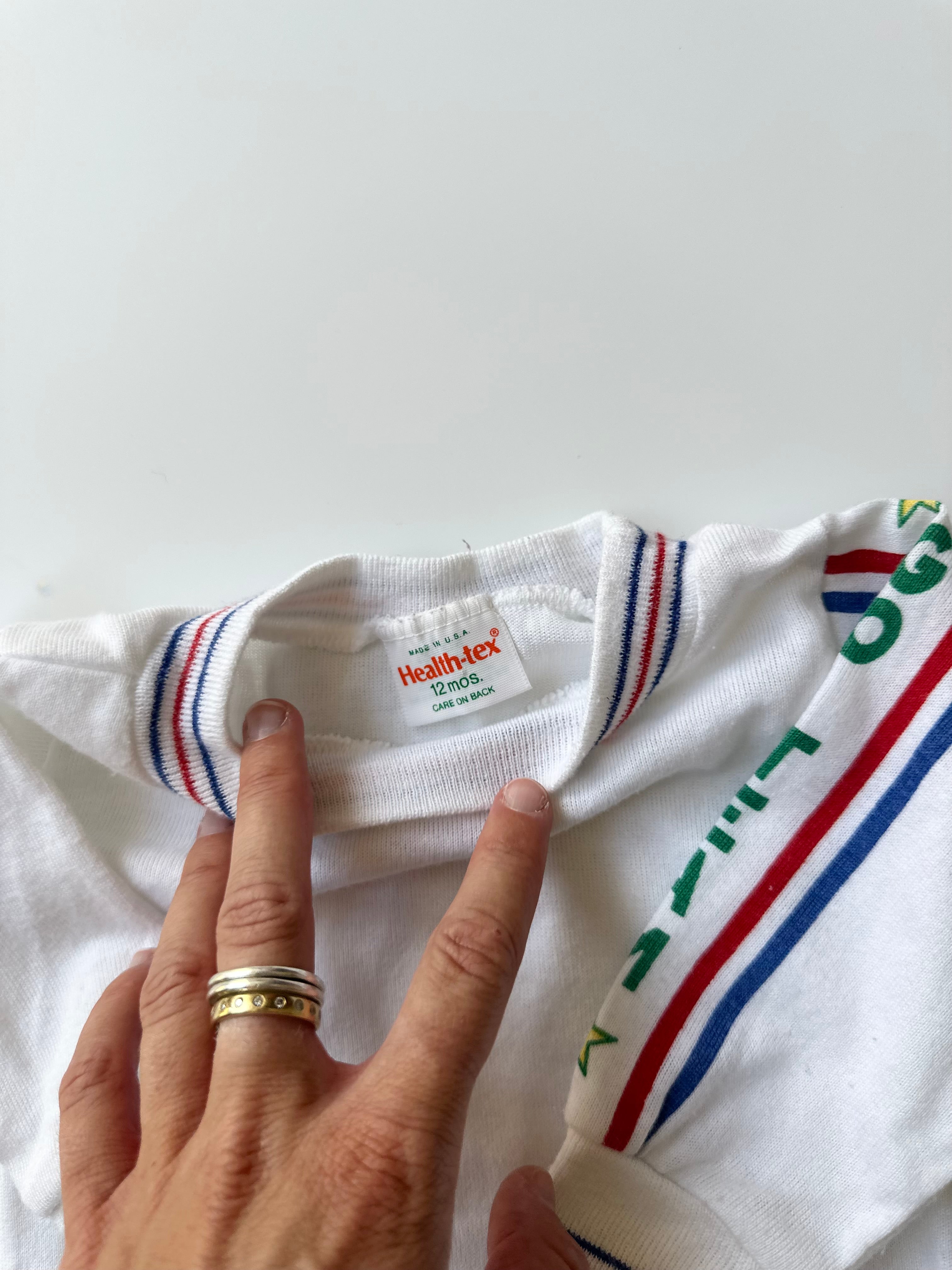 Vintage Healthtex White Go Team Mock-neck 9-12 Months