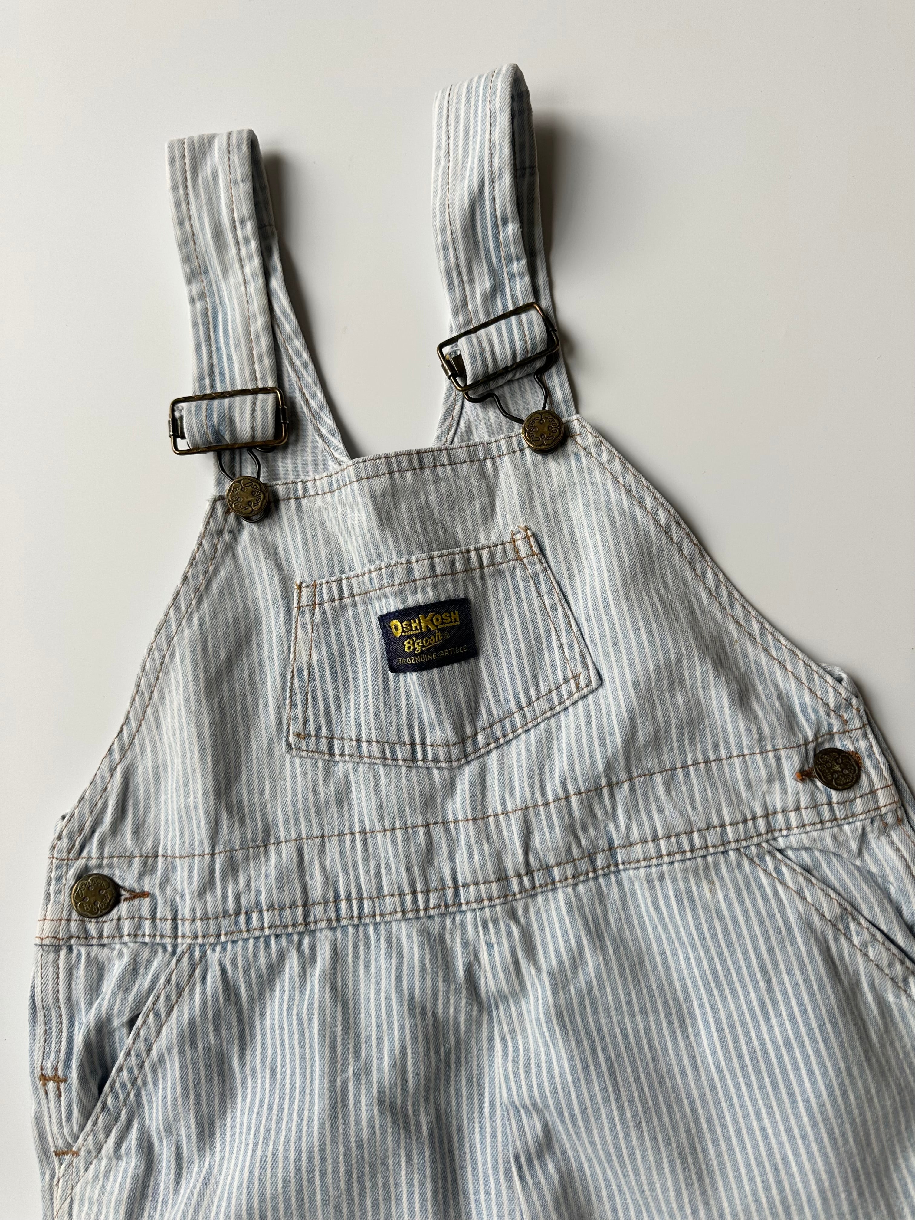 Vintage Kids OshKosh Light Blue Pinstripe Dungarees 3 Years