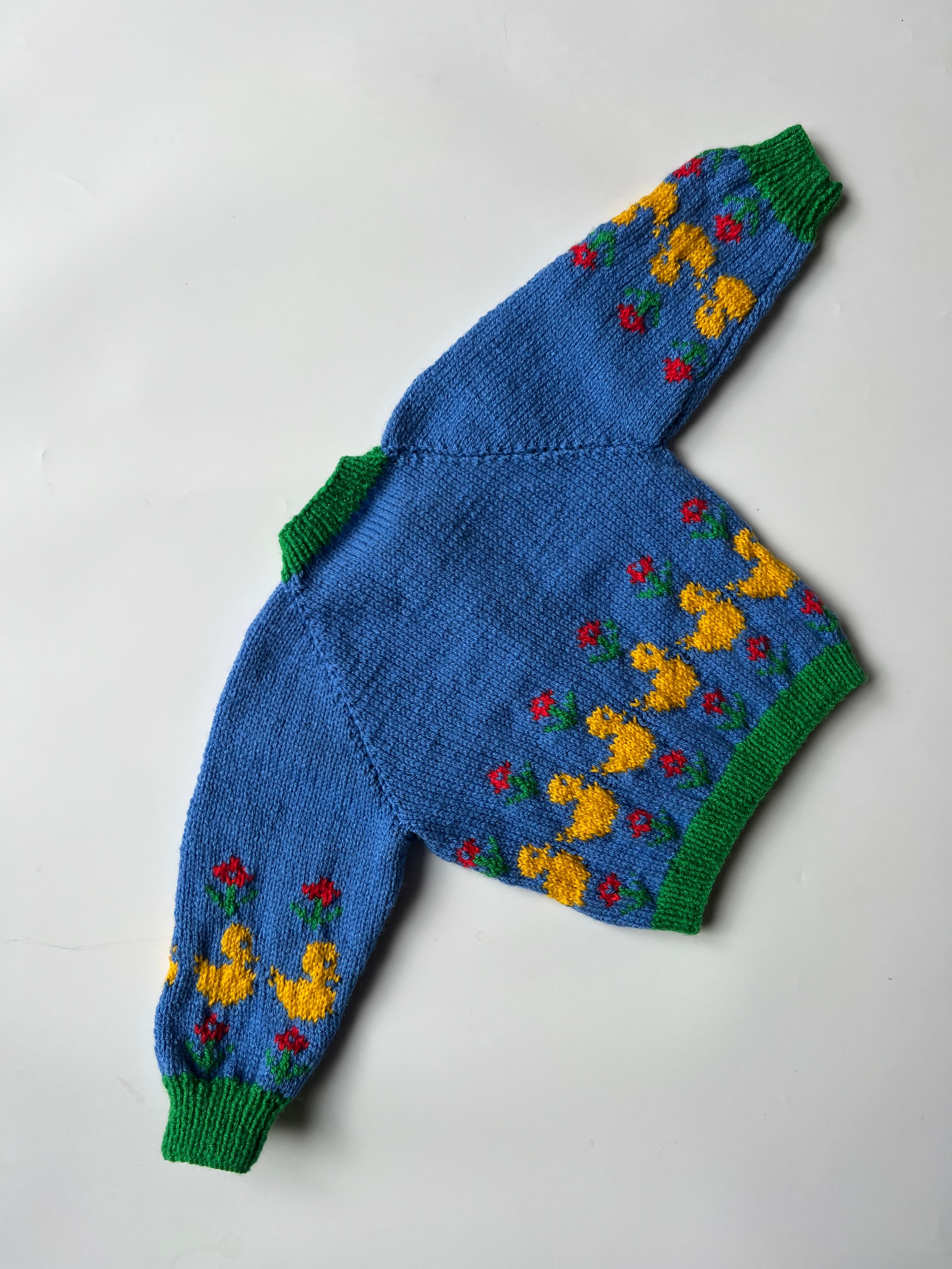 Hand Knitted Duck Cardigan 2-3 Years