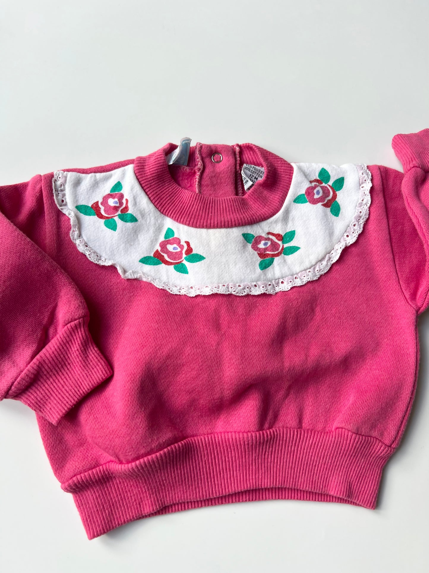 Pink Vintage Children’s Rose Detail Sweatshirt 12 Months