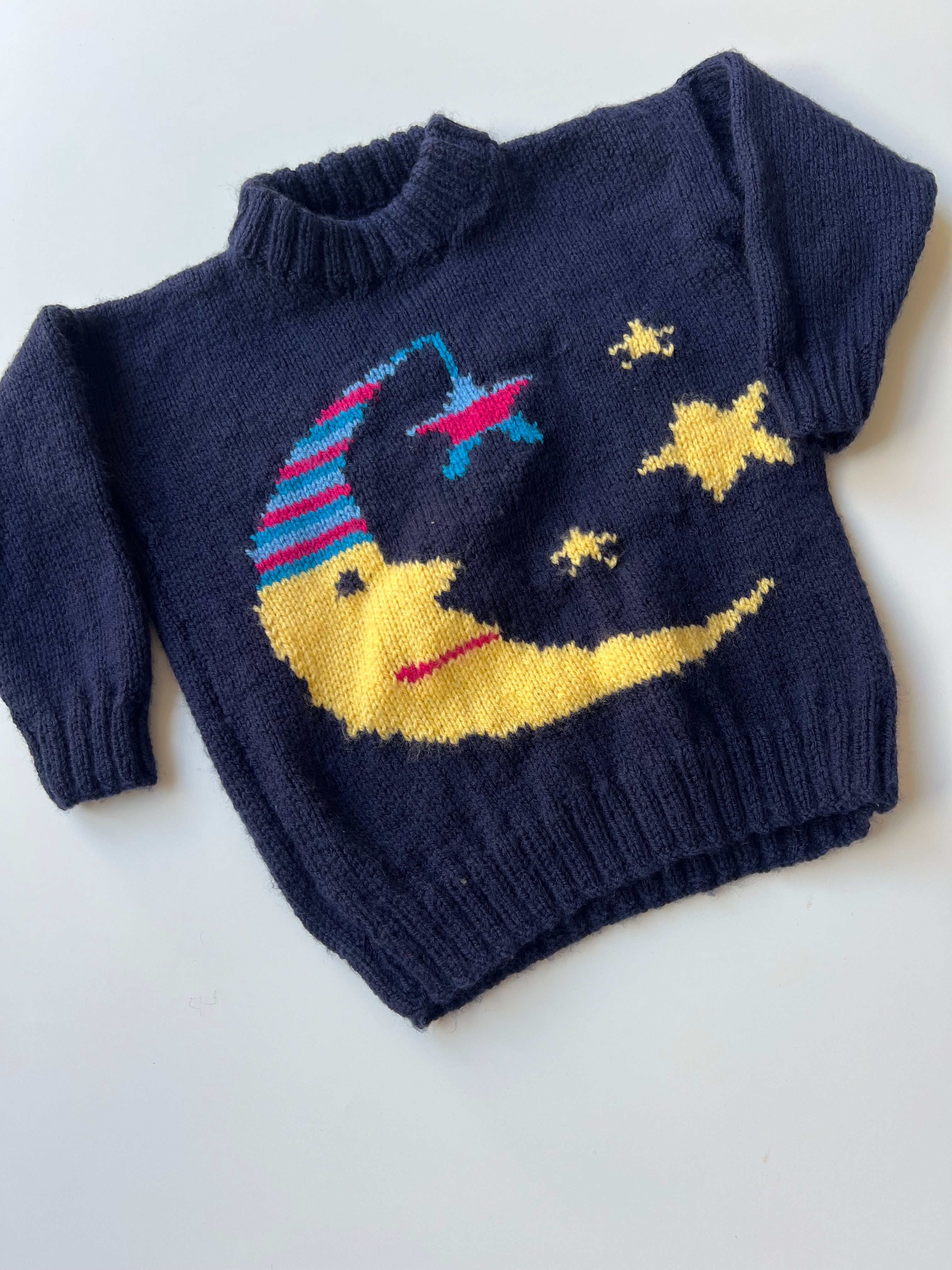 Hand Knitted Children’s Moon & Stars Jumper 3-4 Years