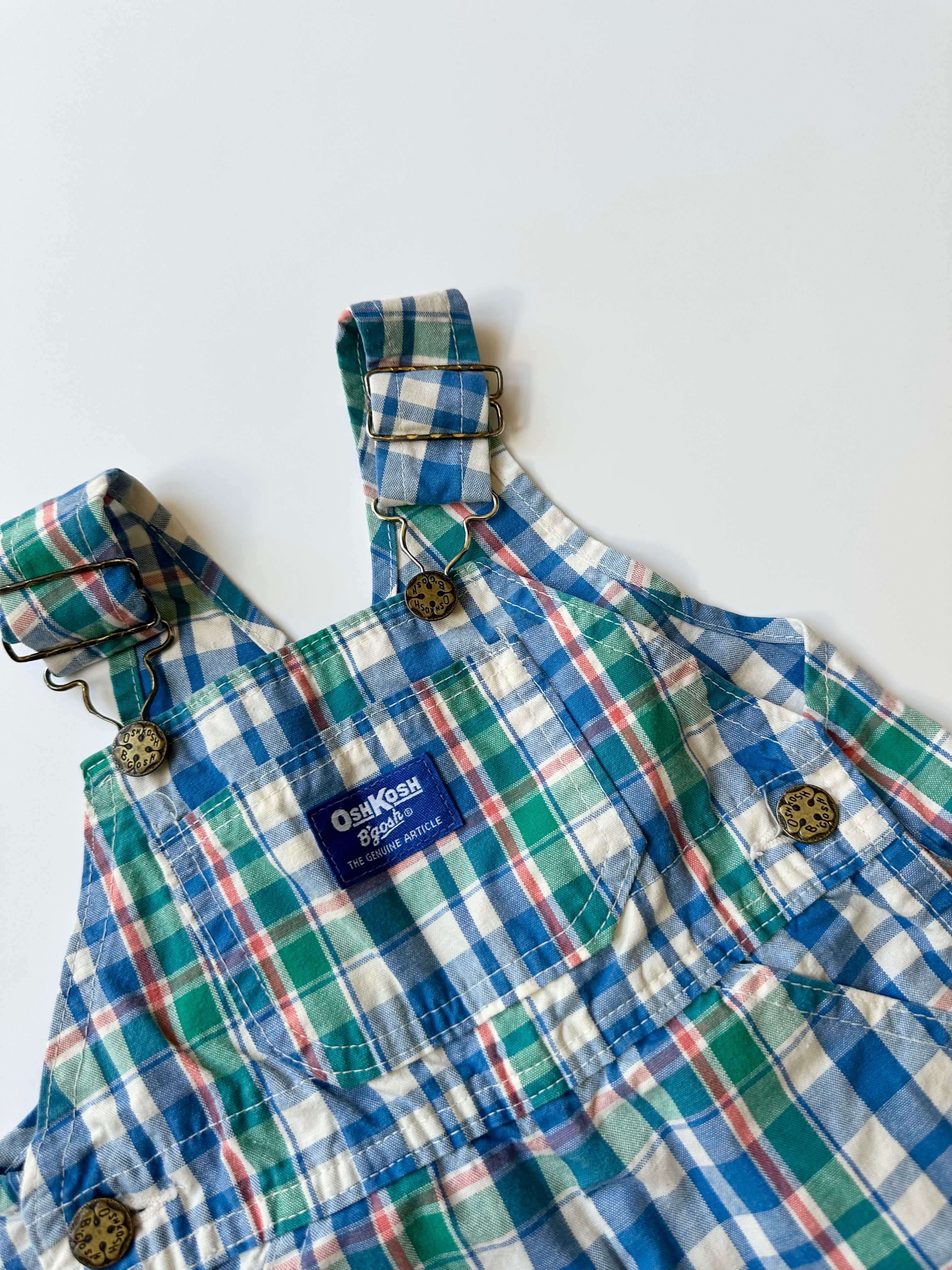 Vintage OshKosh Multicolour Check Dungarees 18-24 Months