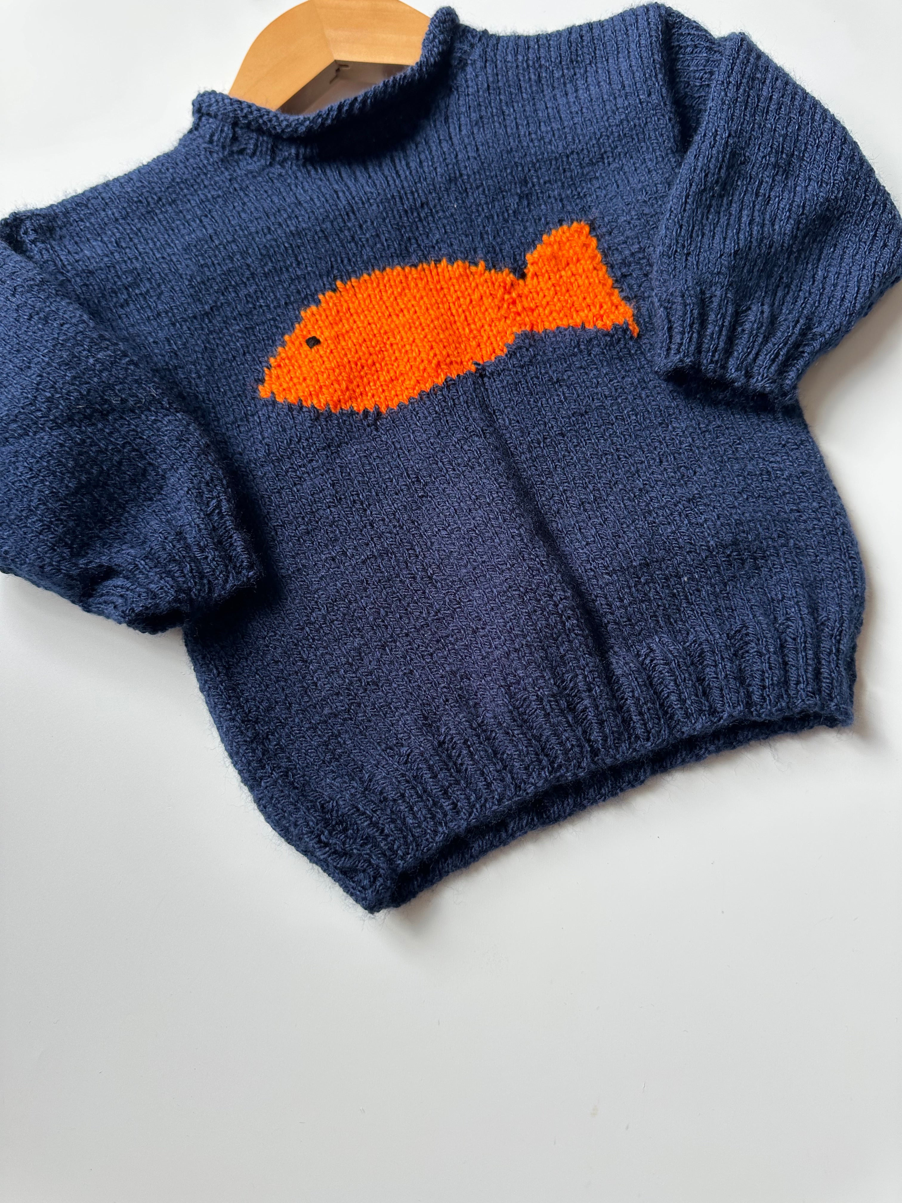 Hand Knitted Fish Jumper 6-12 Months