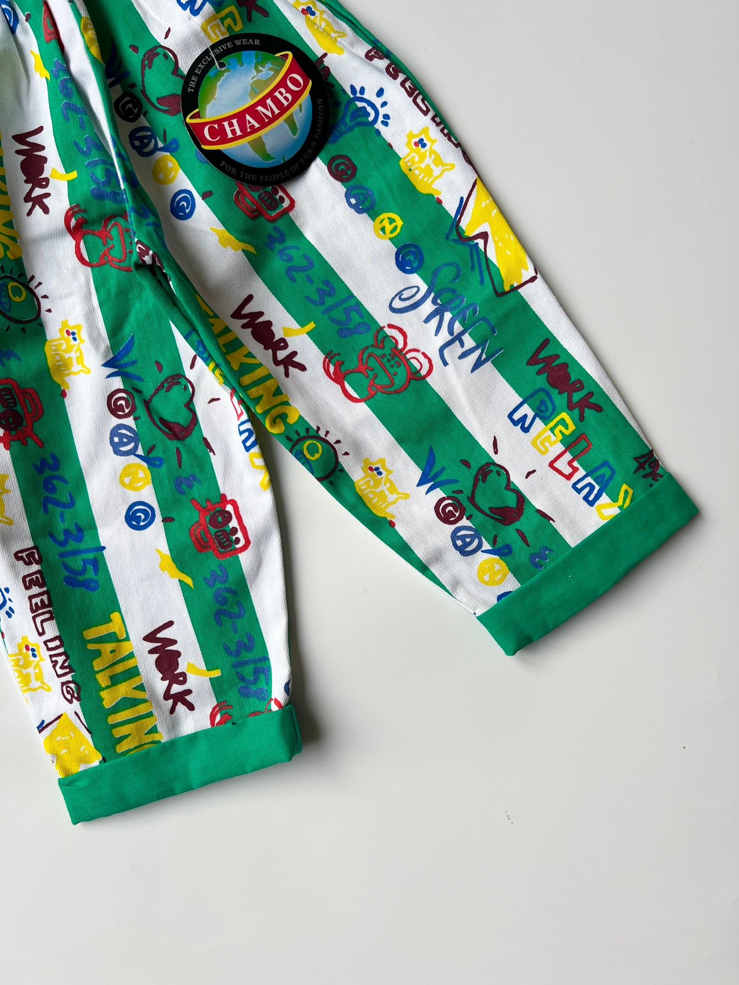 Vintage Kids Chambo Green Striped Trousers 3-4 Years