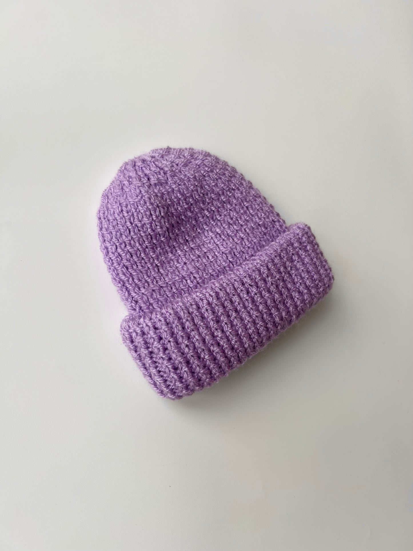 Hand Knitted Fisherman’s Beanie Lilac Newborn - 1 Year