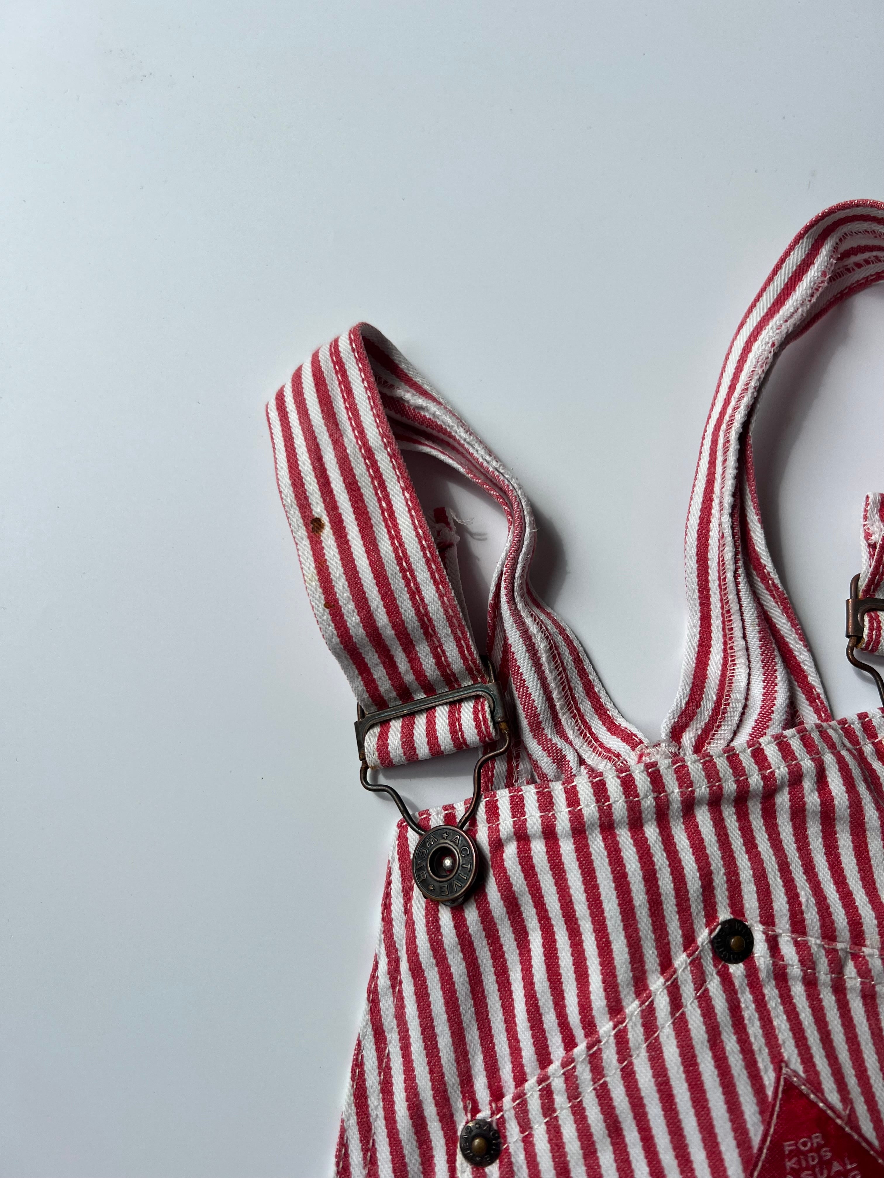 Vintage Red & White Striped Oscar’s Dungaree Shorts 4-6 years