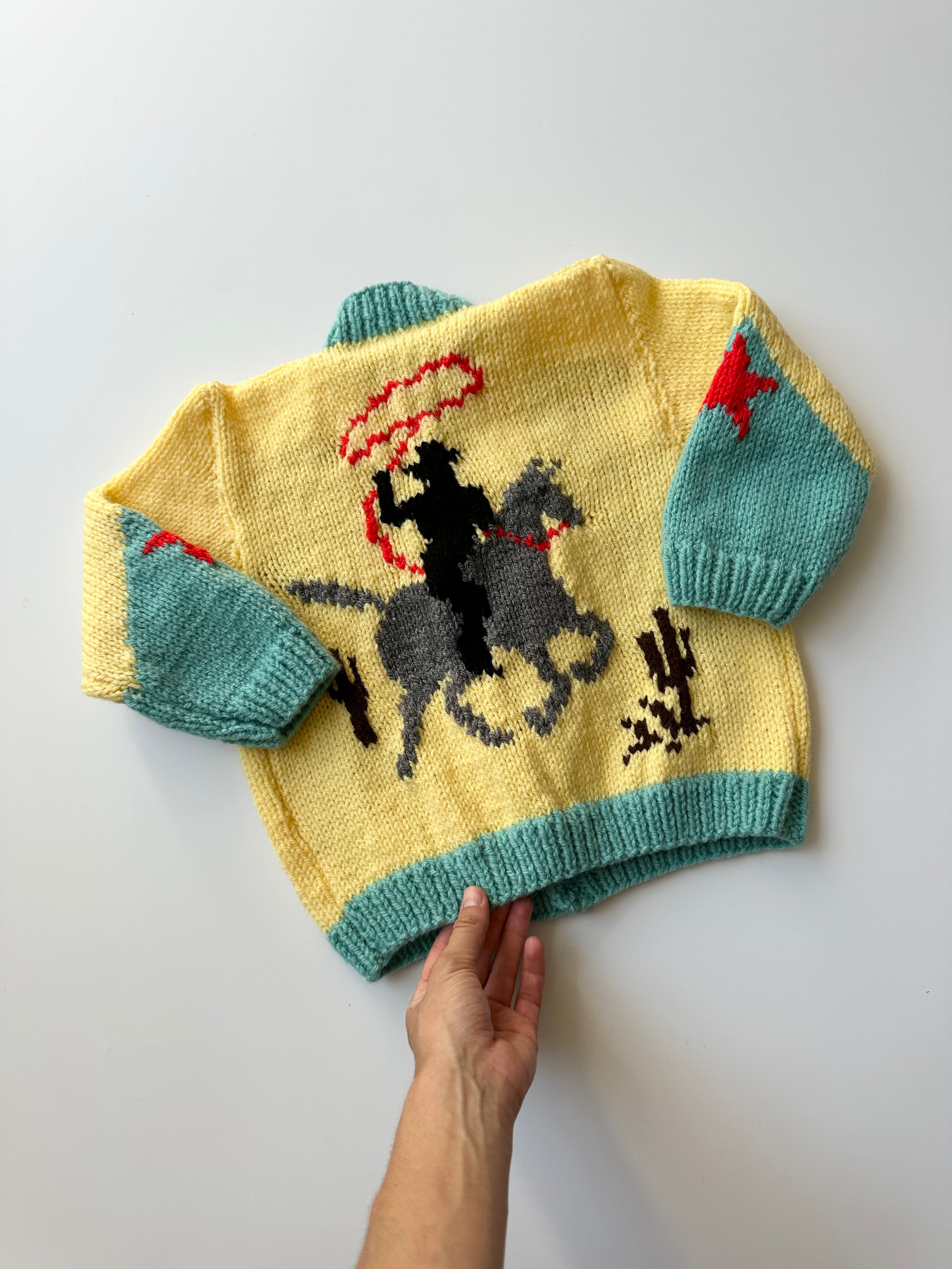Hand-Knitted Cowboy/girl Cardigan 4-6 Years