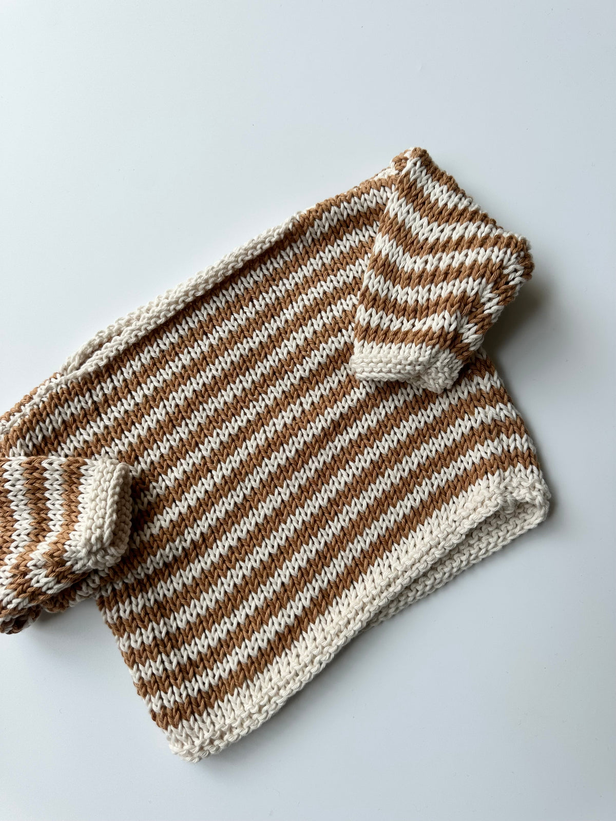 Hand-knit Orange Striped Jumper 9-12 Months