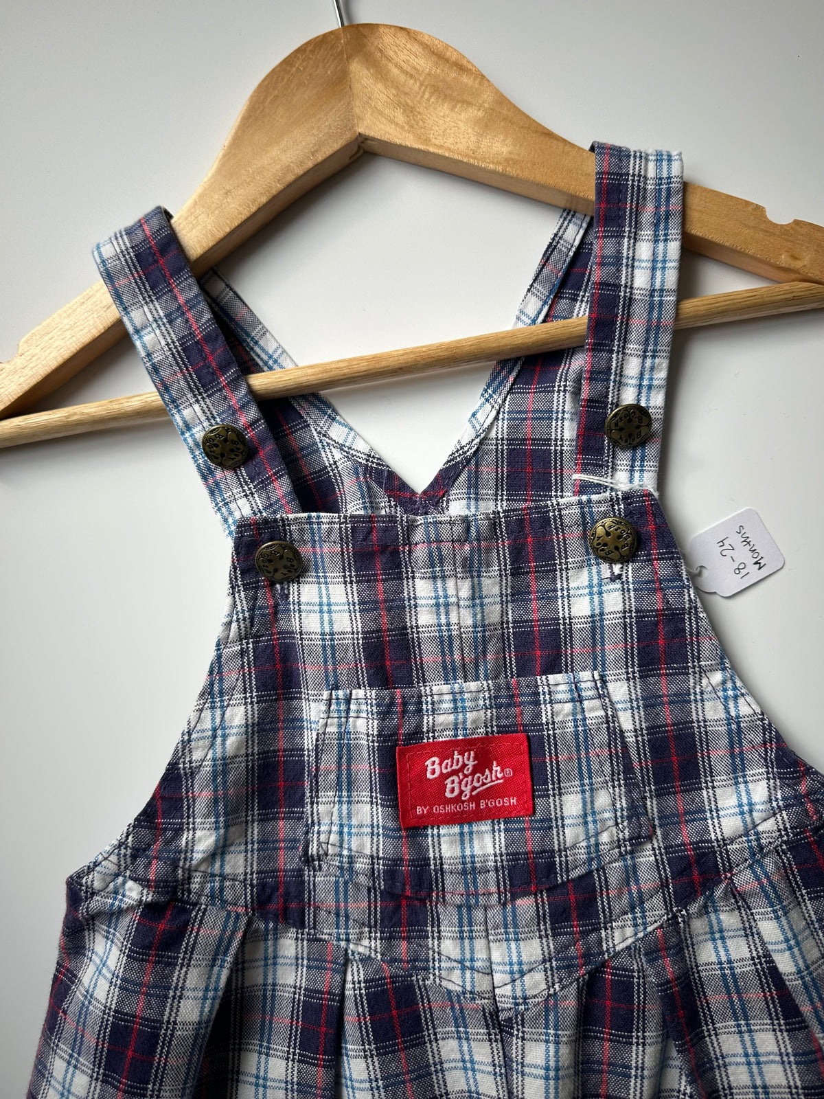 Vintage OshKosh Kids Check Shorteralls 18-24 Months