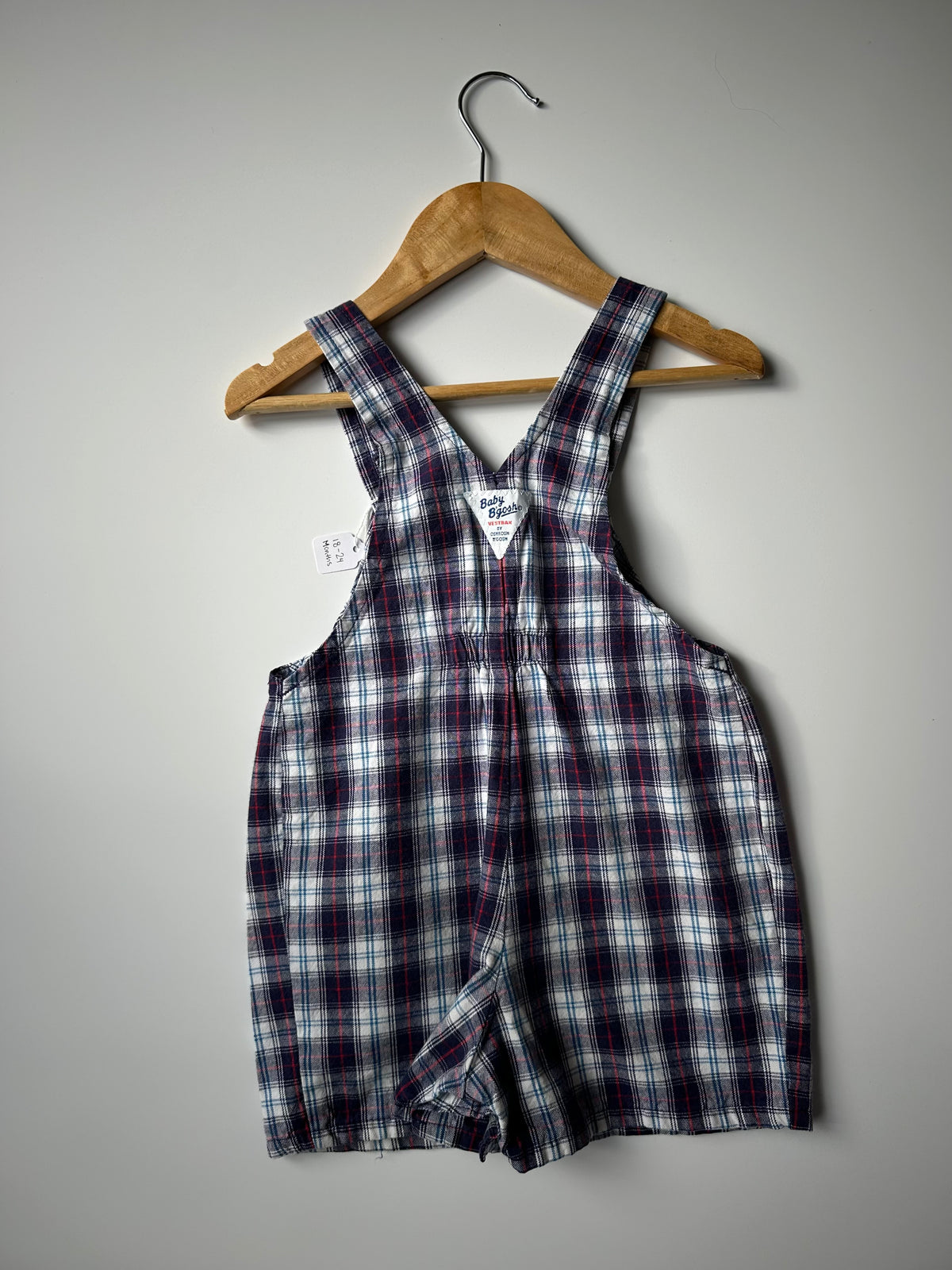 Vintage OshKosh Kids Check Shorteralls 18-24 Months