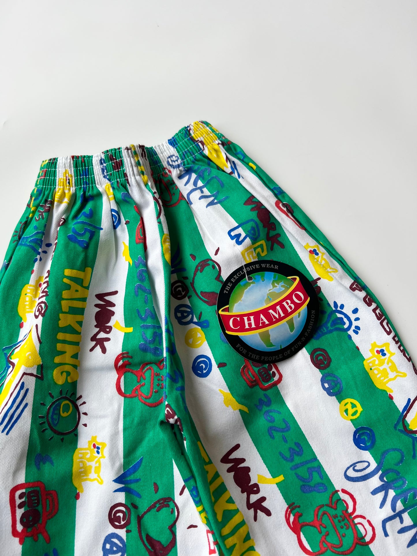 Vintage Kids Chambo Green Striped Trousers 3-4 Years