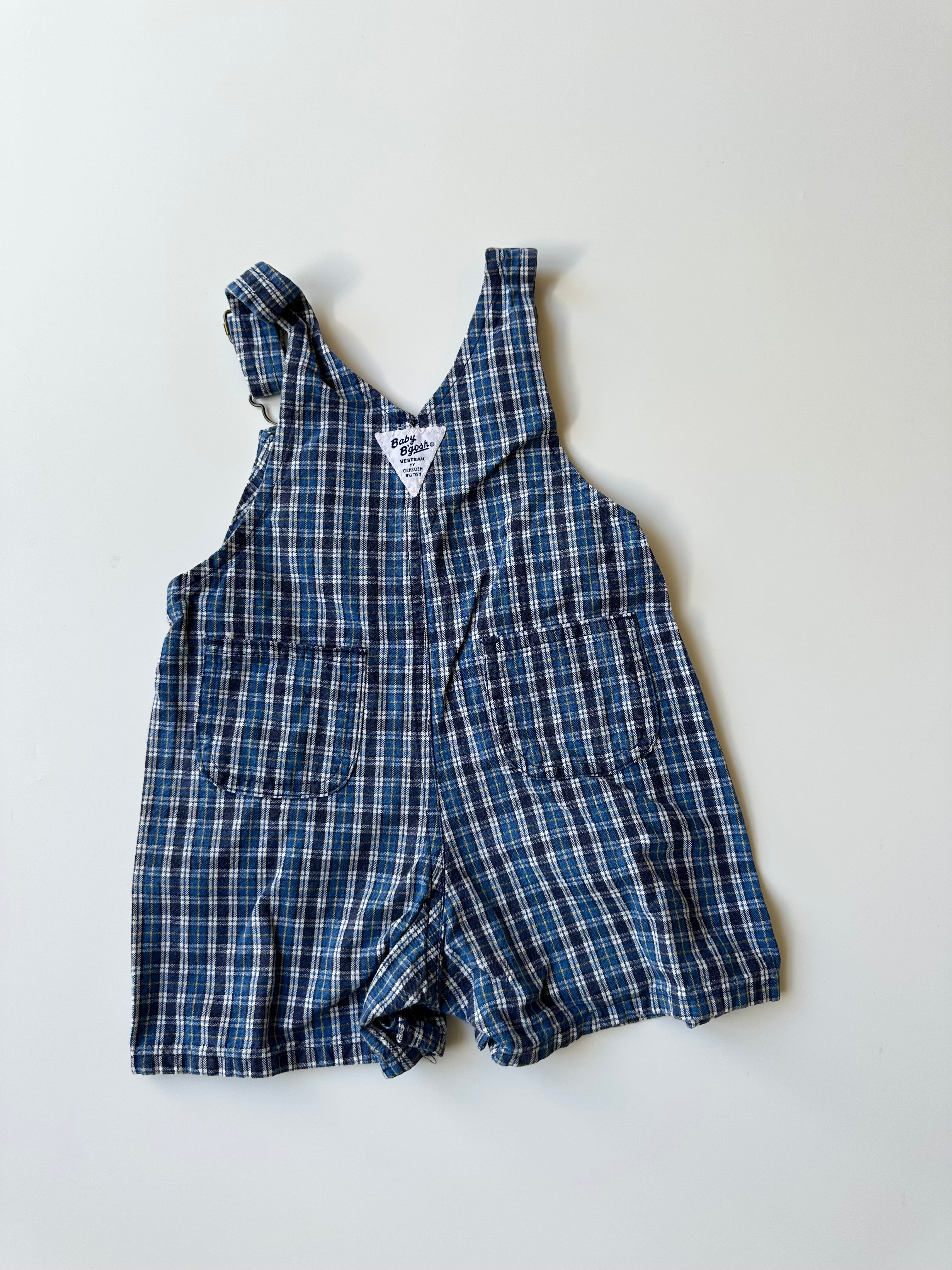 Vintage OshKosh Baby B'gosh Check Dungaree Shorts 18-24 Months