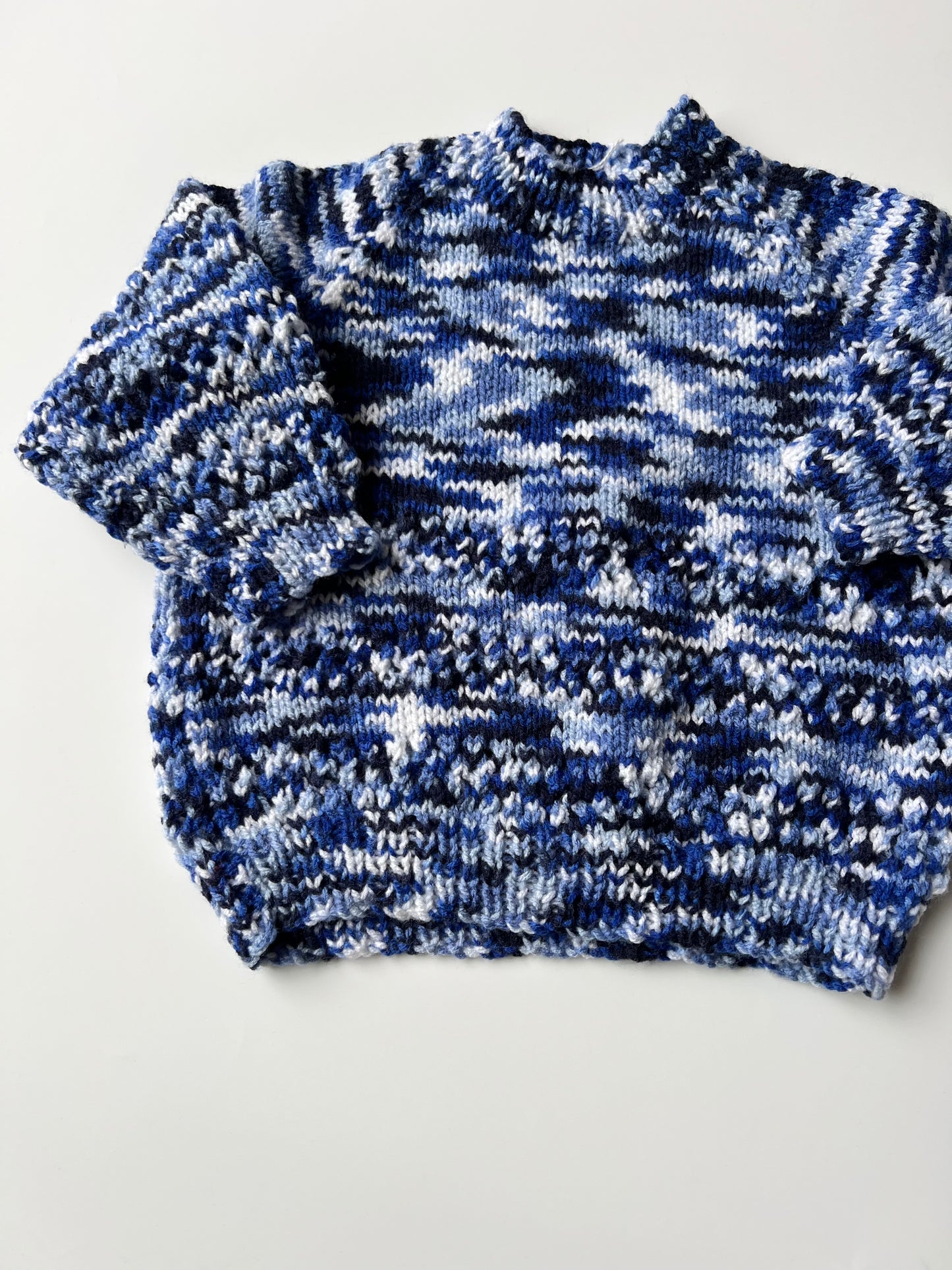 Hand Knitted Blue Marl Jumper 12-18 Months