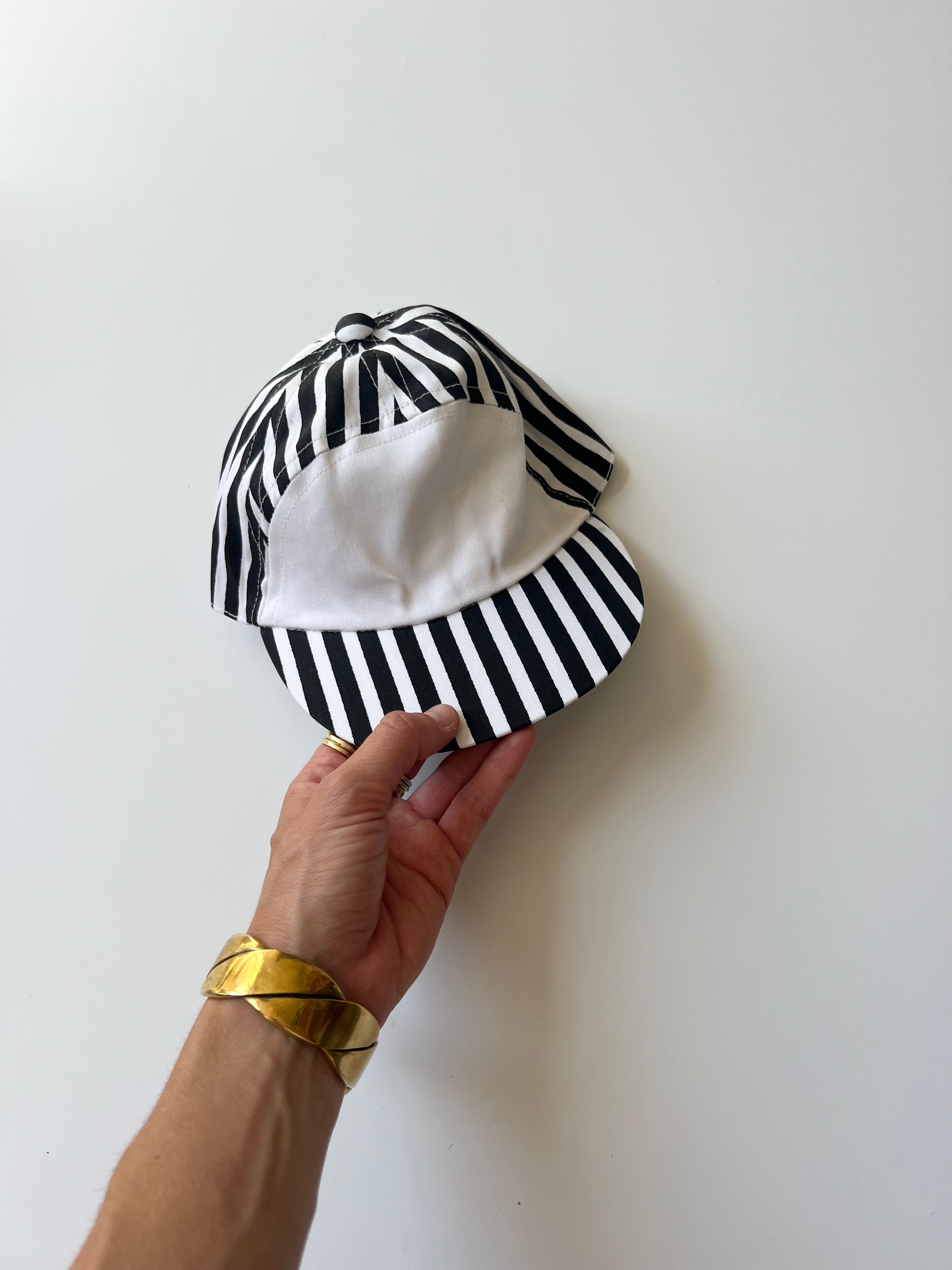 Vintage Candy Stripe Cap Black and White 1-2 Years