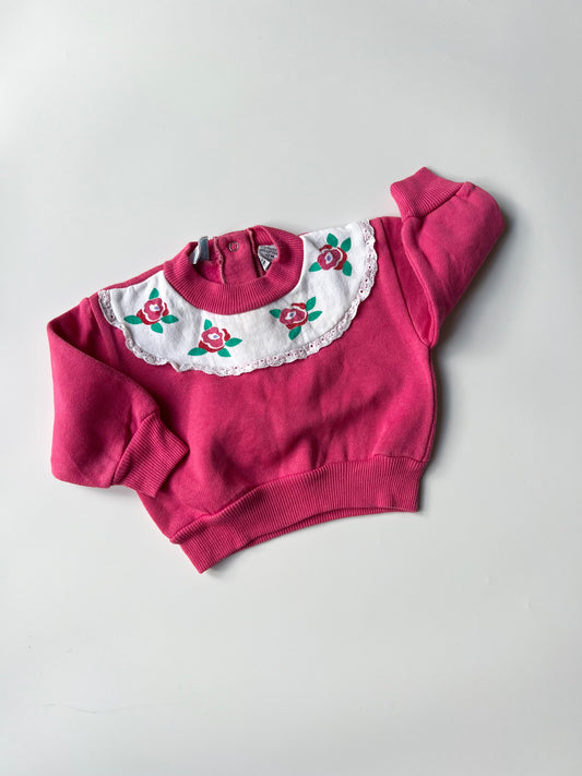 Pink Vintage Children’s Rose Detail Sweatshirt 12 Months